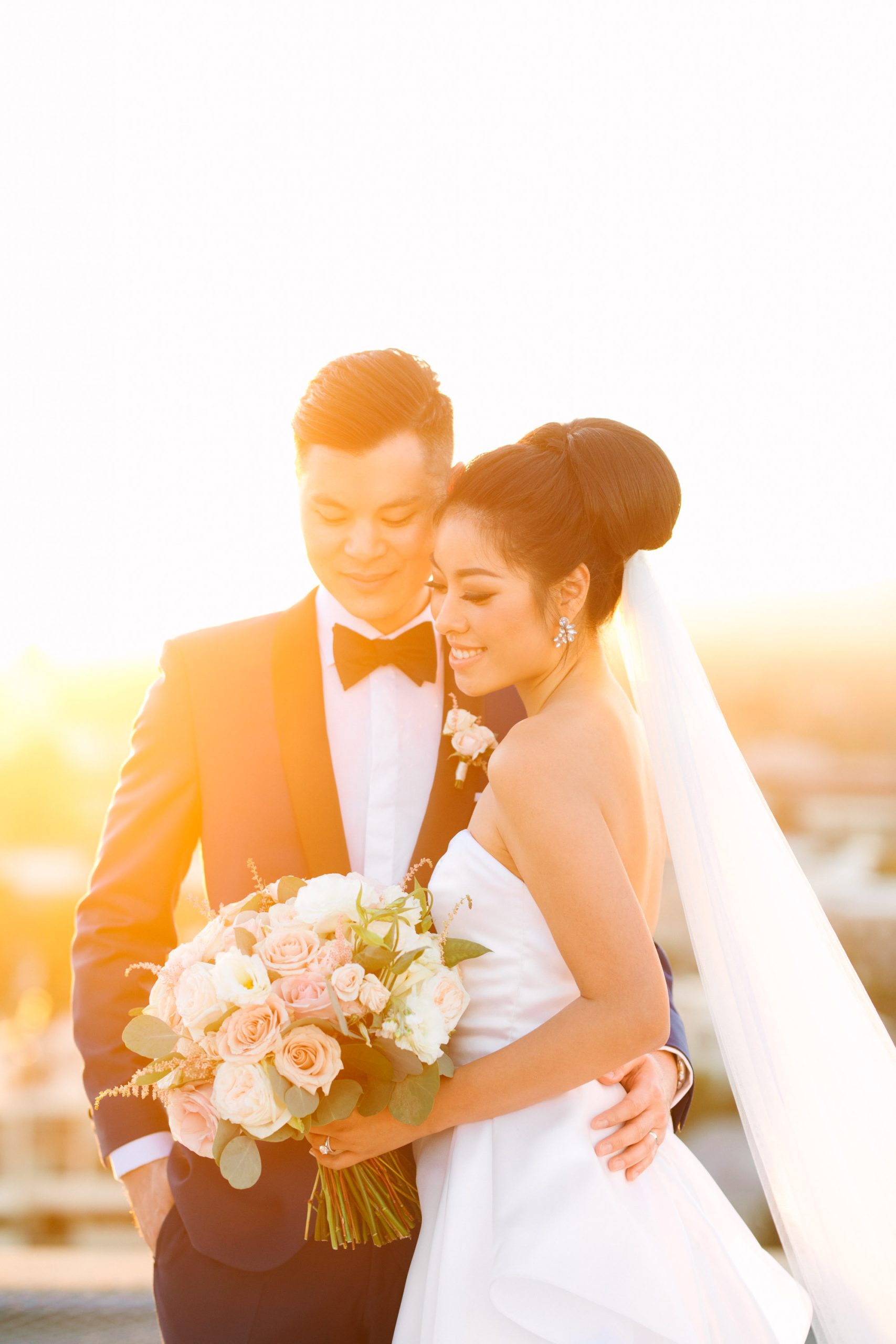 Classic wedding portrait at sunset by Mary Costa Photography