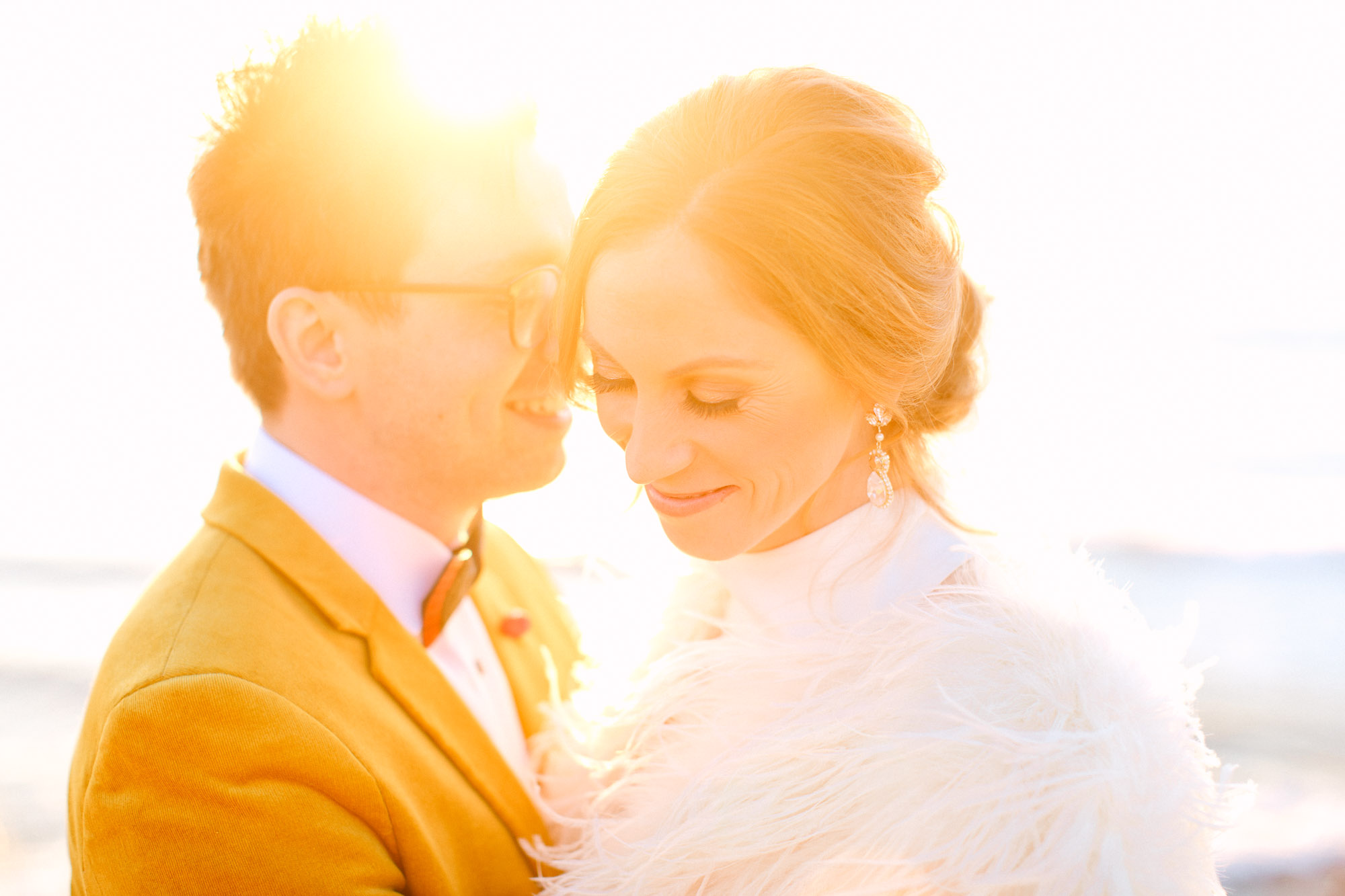 Golden hour wedding couple by Mary Costa Photography