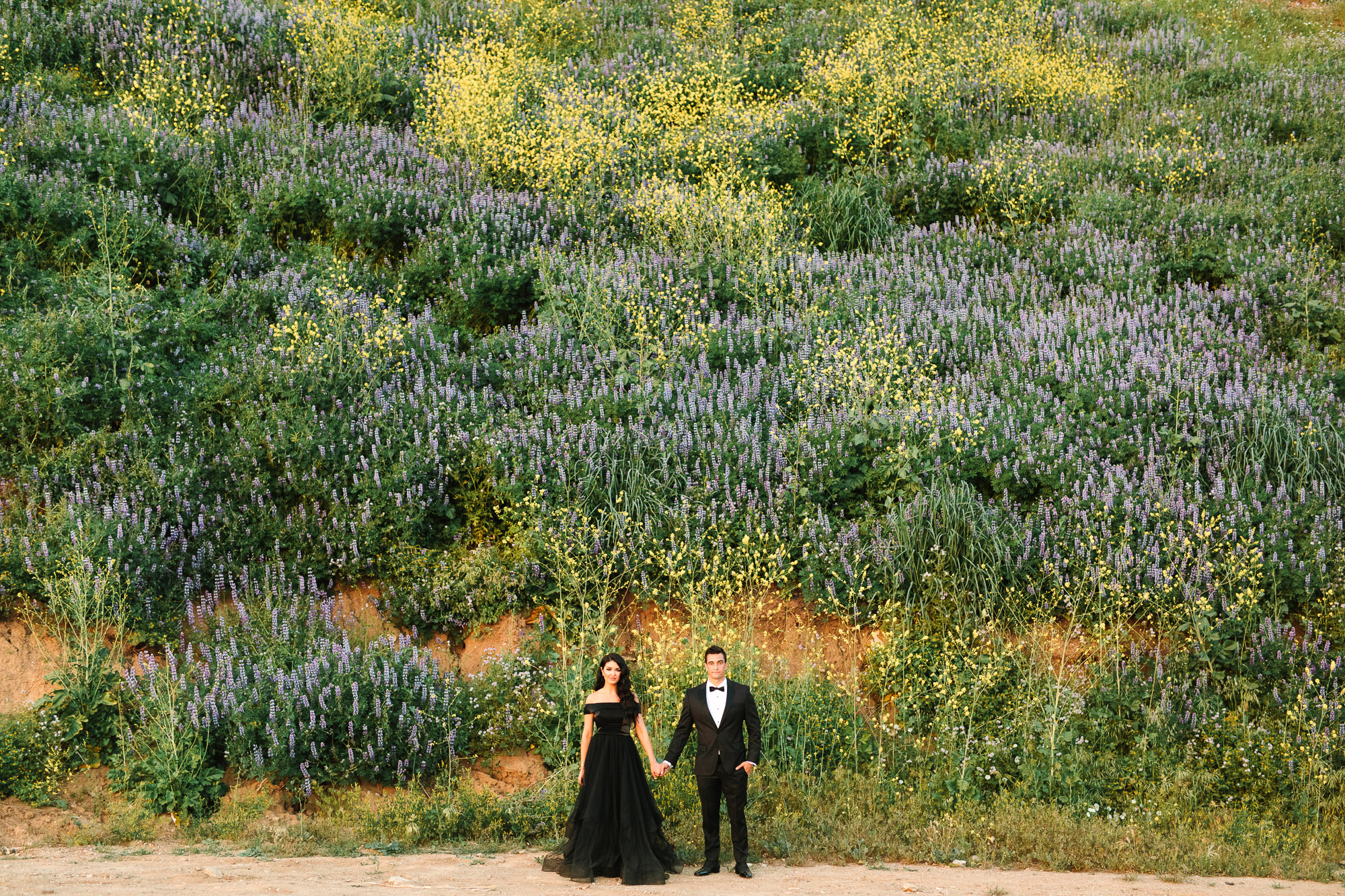 Couple with lupins by Mary Costa Photography