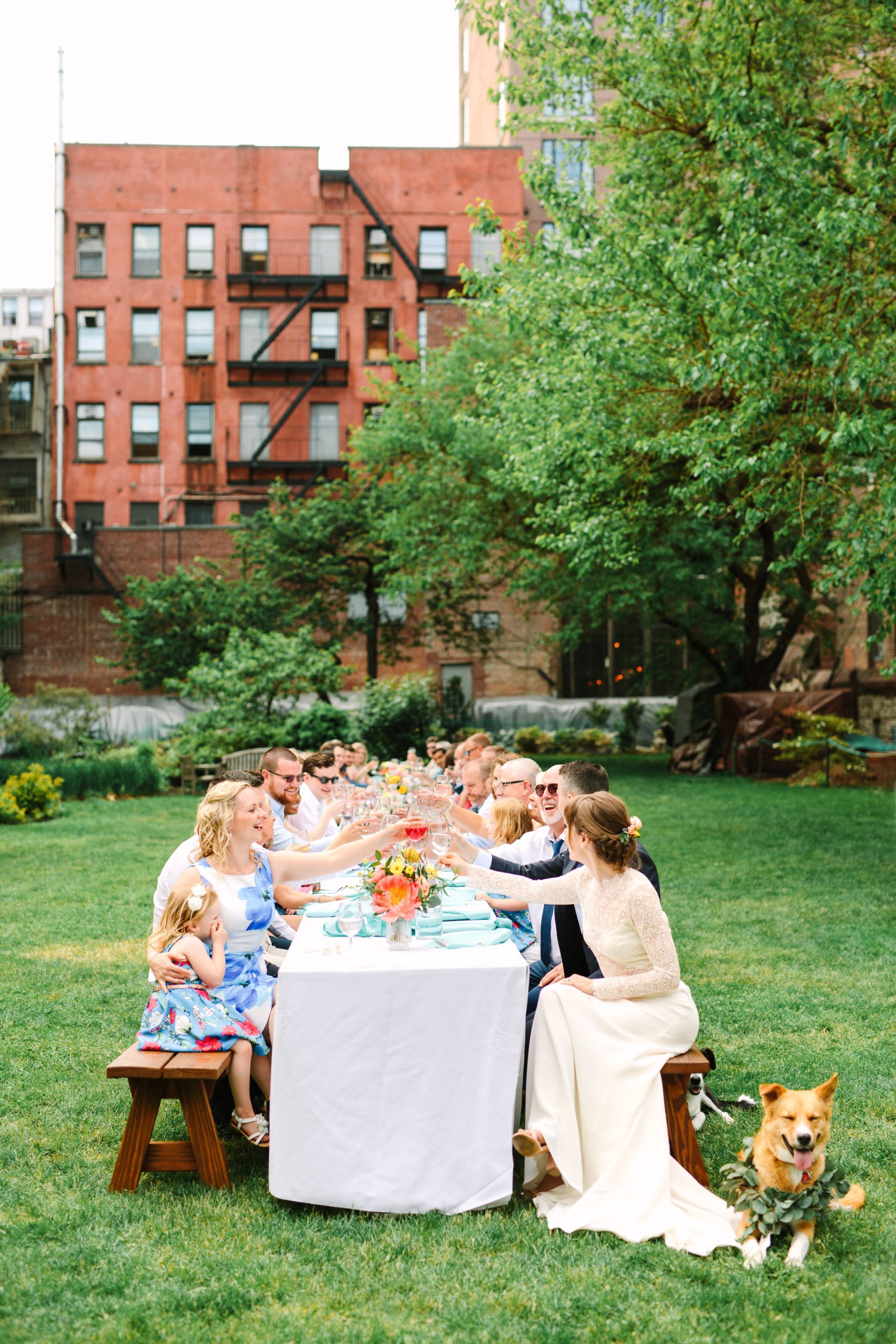Intimate wedding outdoor dinnerby Mary Costa Photography