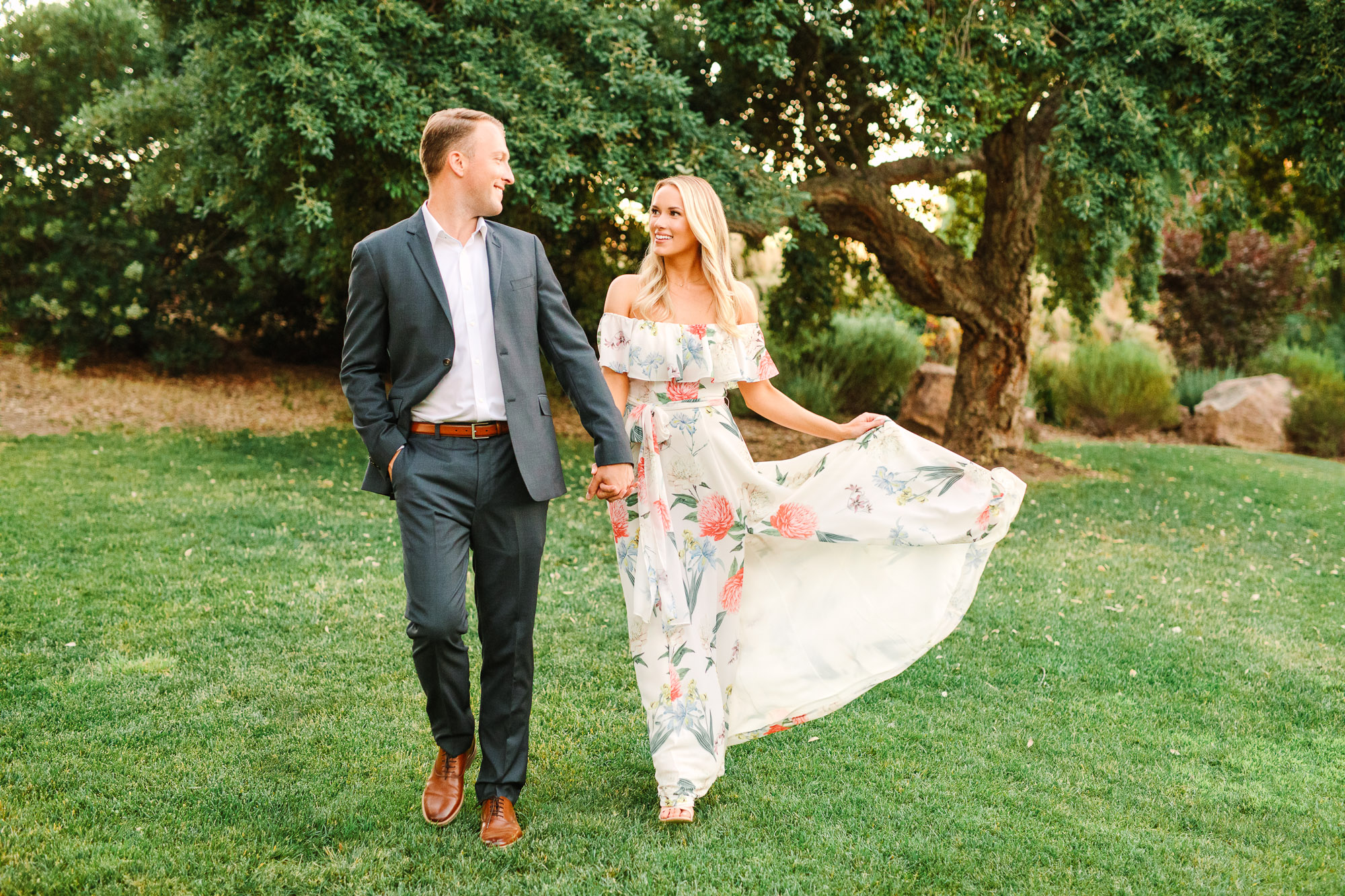 Couple walking at Quail Ranch by Mary Costa Photography