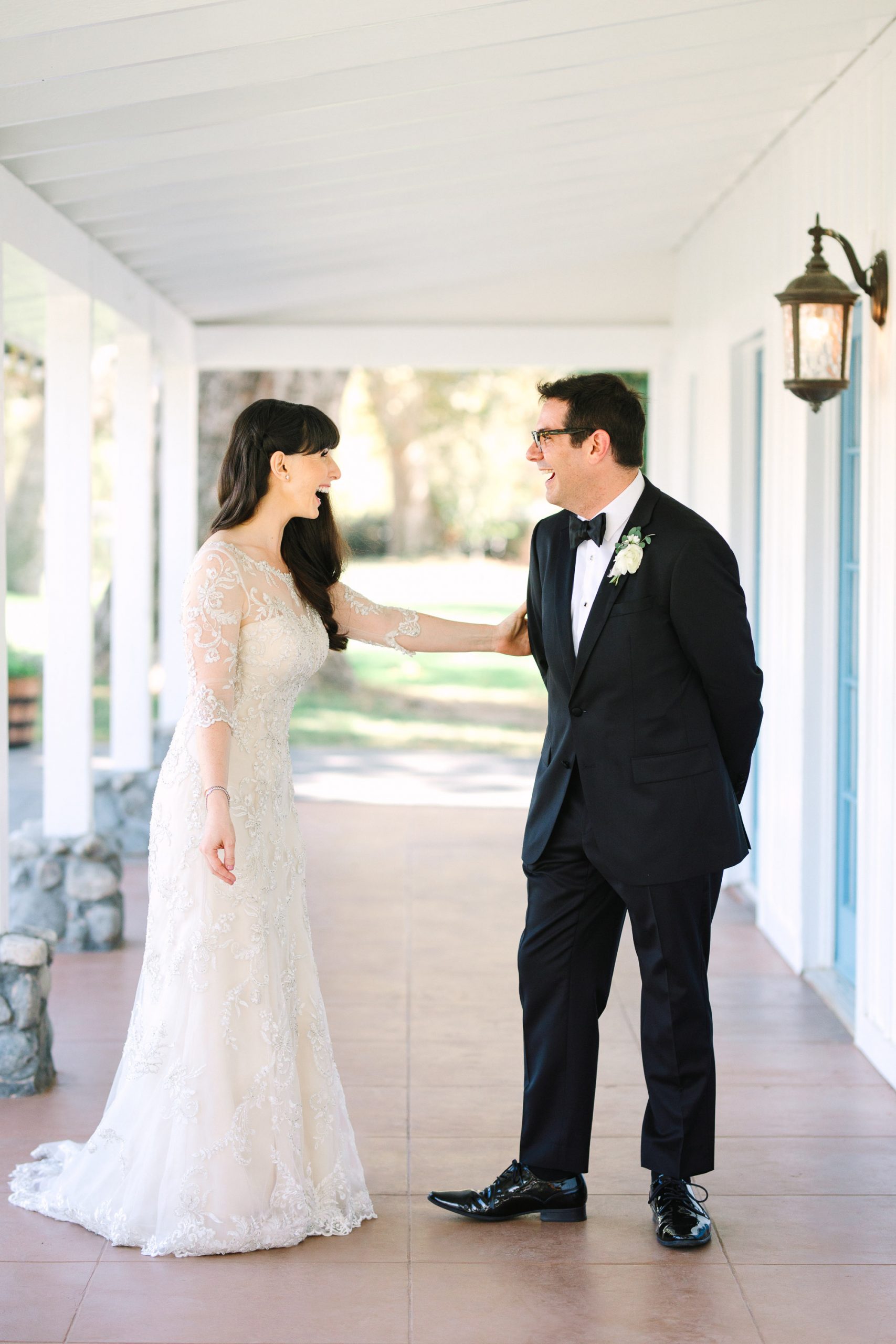 Bride and groom first look by Mary Costa Photography