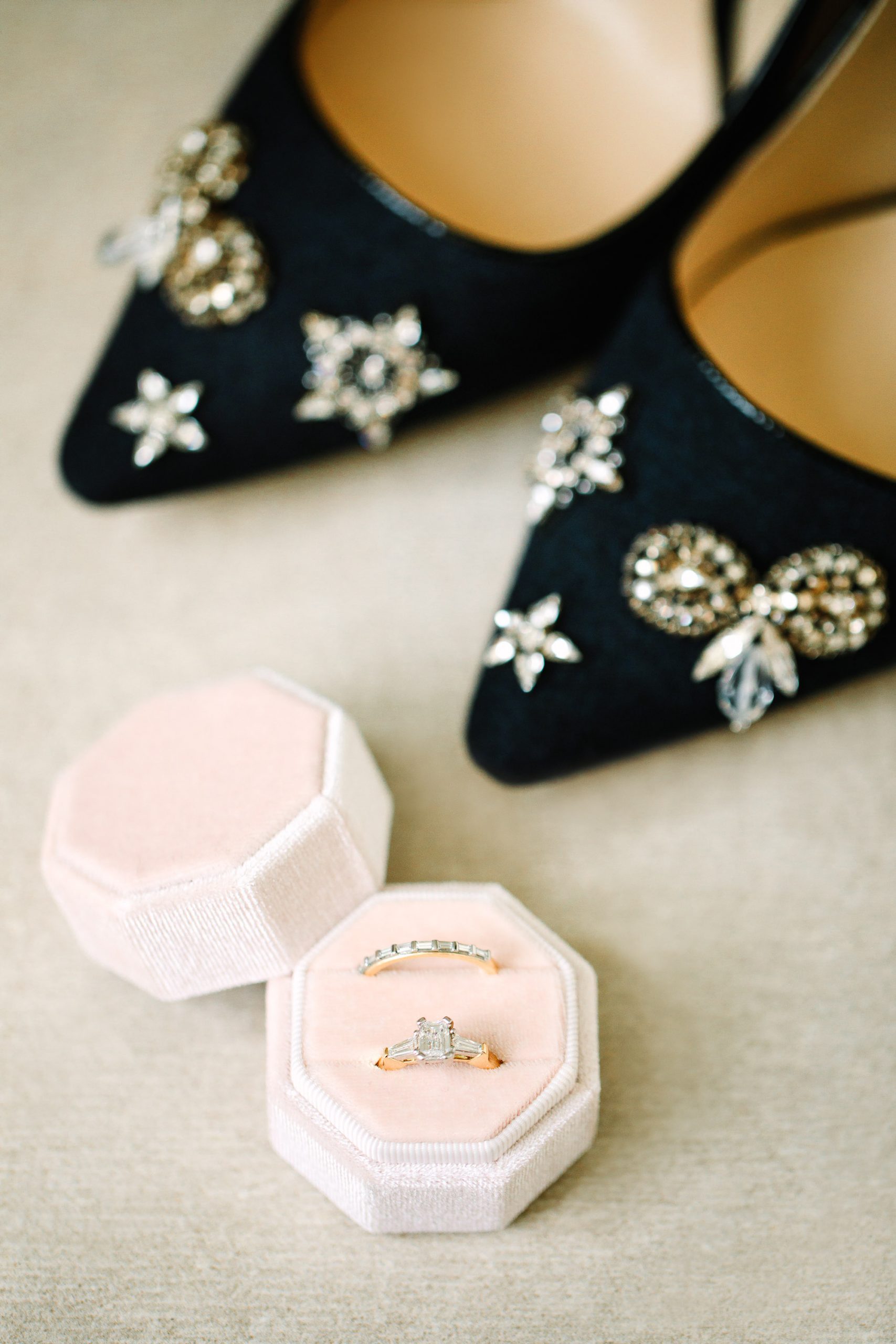 Wedding rings and Jimmy Choo heels 