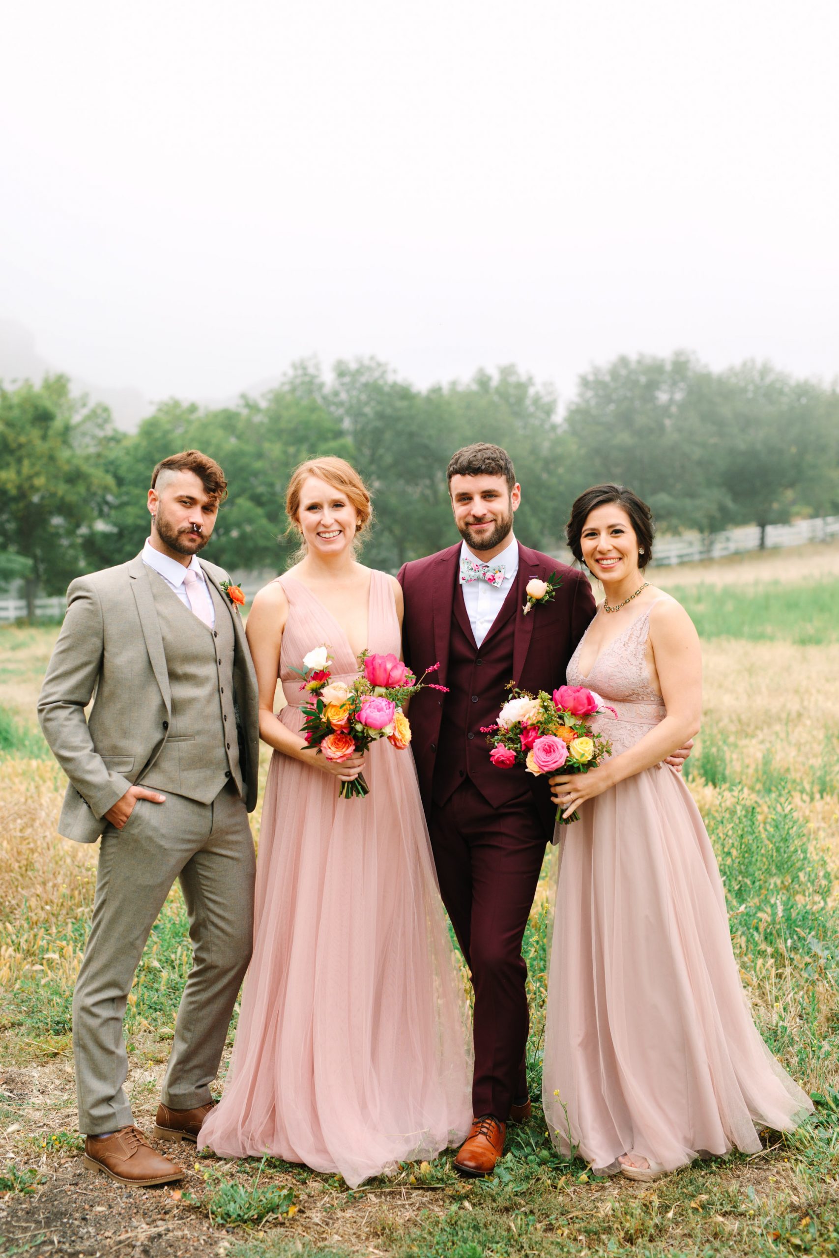 Pink wedding party by Mary Costa Photography