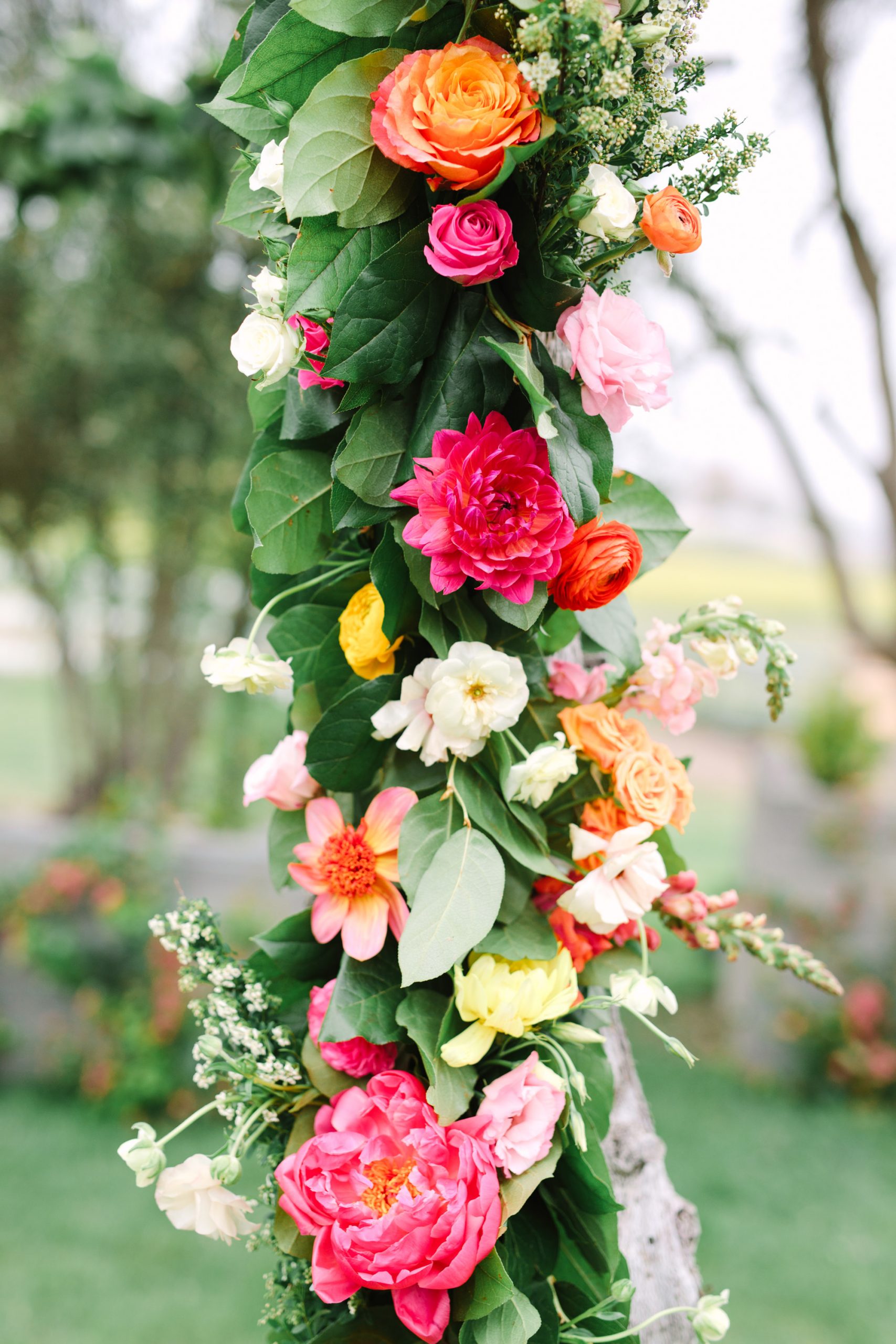 Colorful wedding arch by Mary Costa Photography