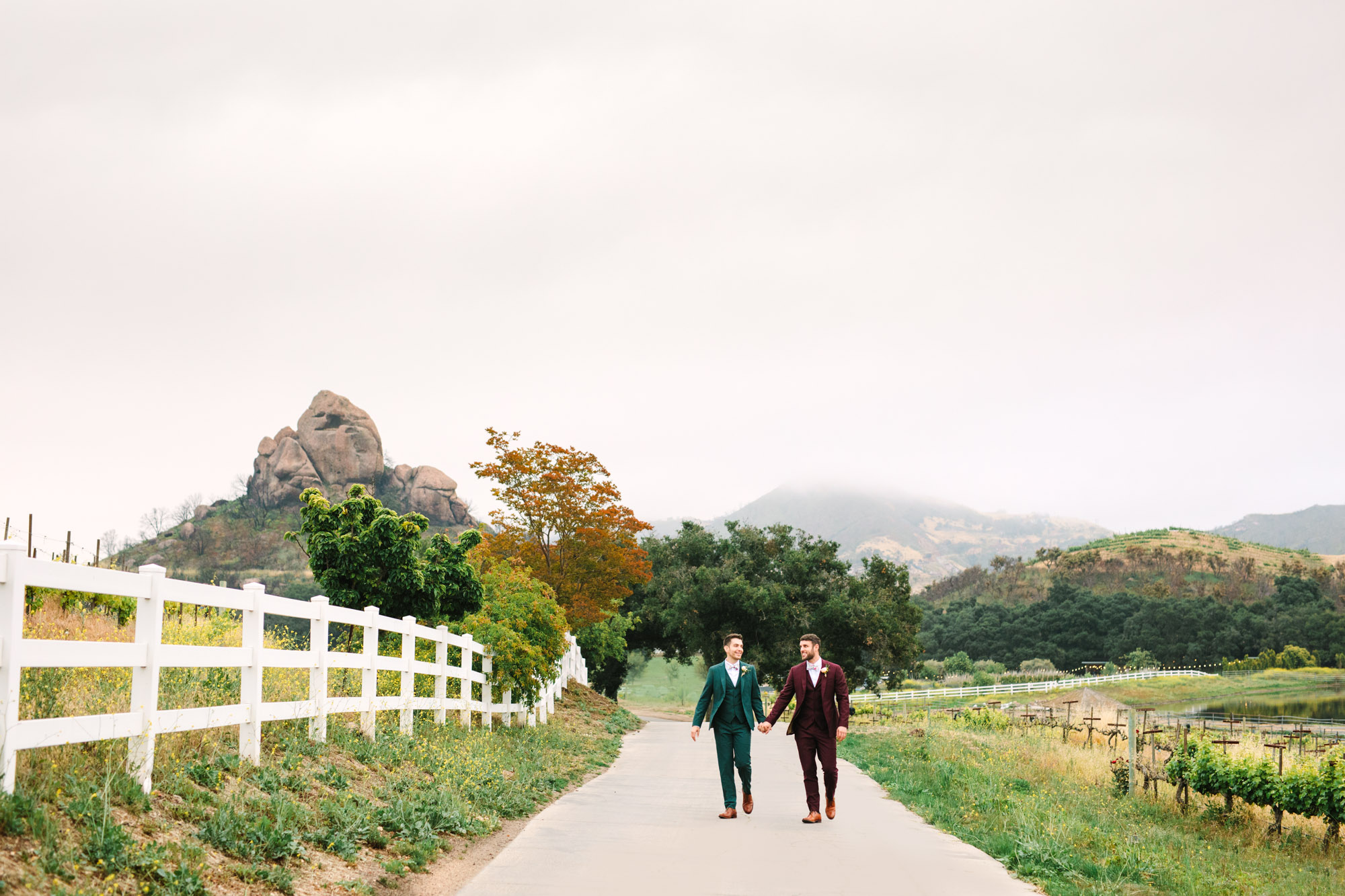 Two grooms at Saddlerock Ranch Malibu by Mary Costa Photography
