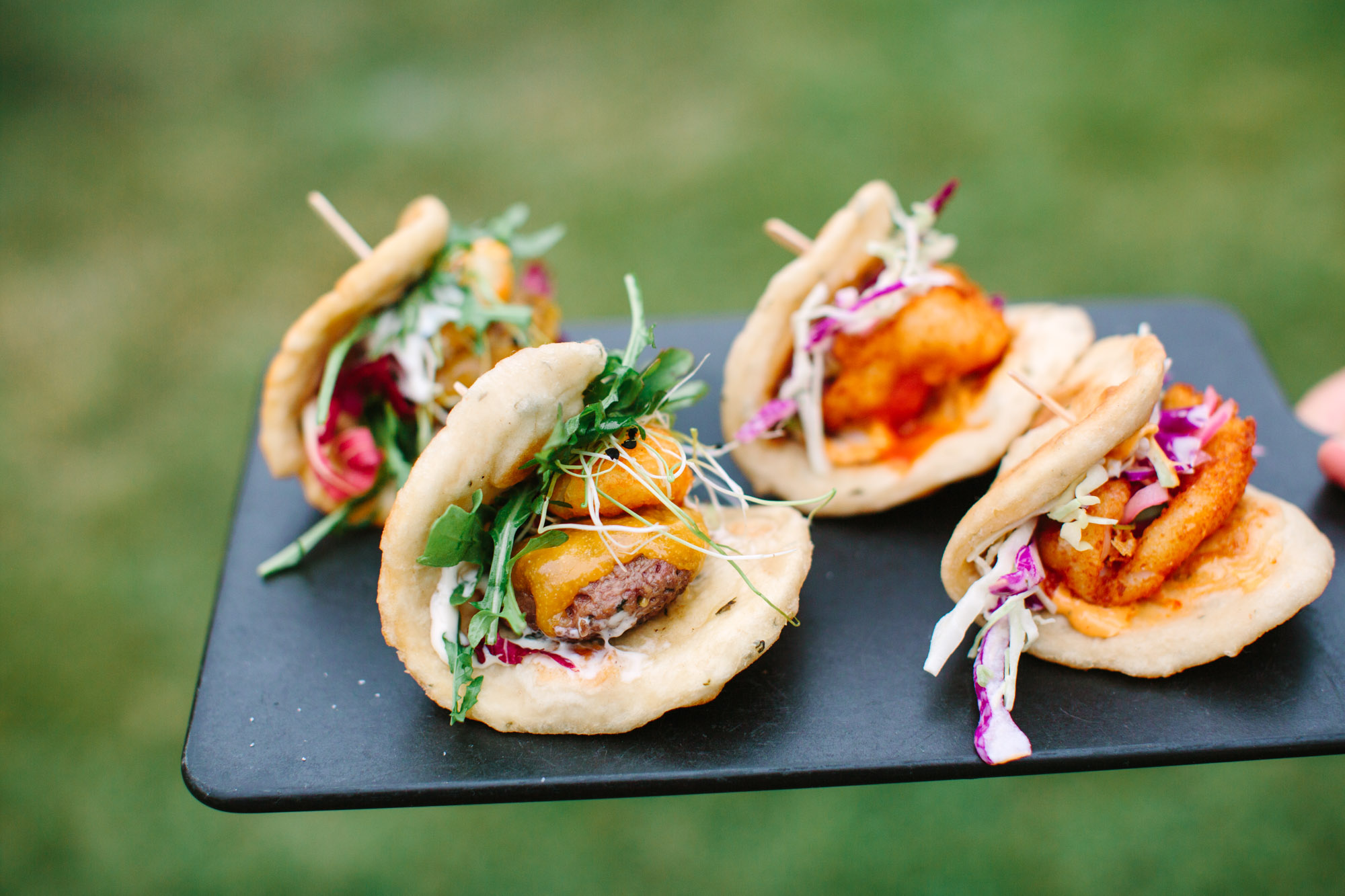 Taco wedding appetizers by Mary Costa Photography