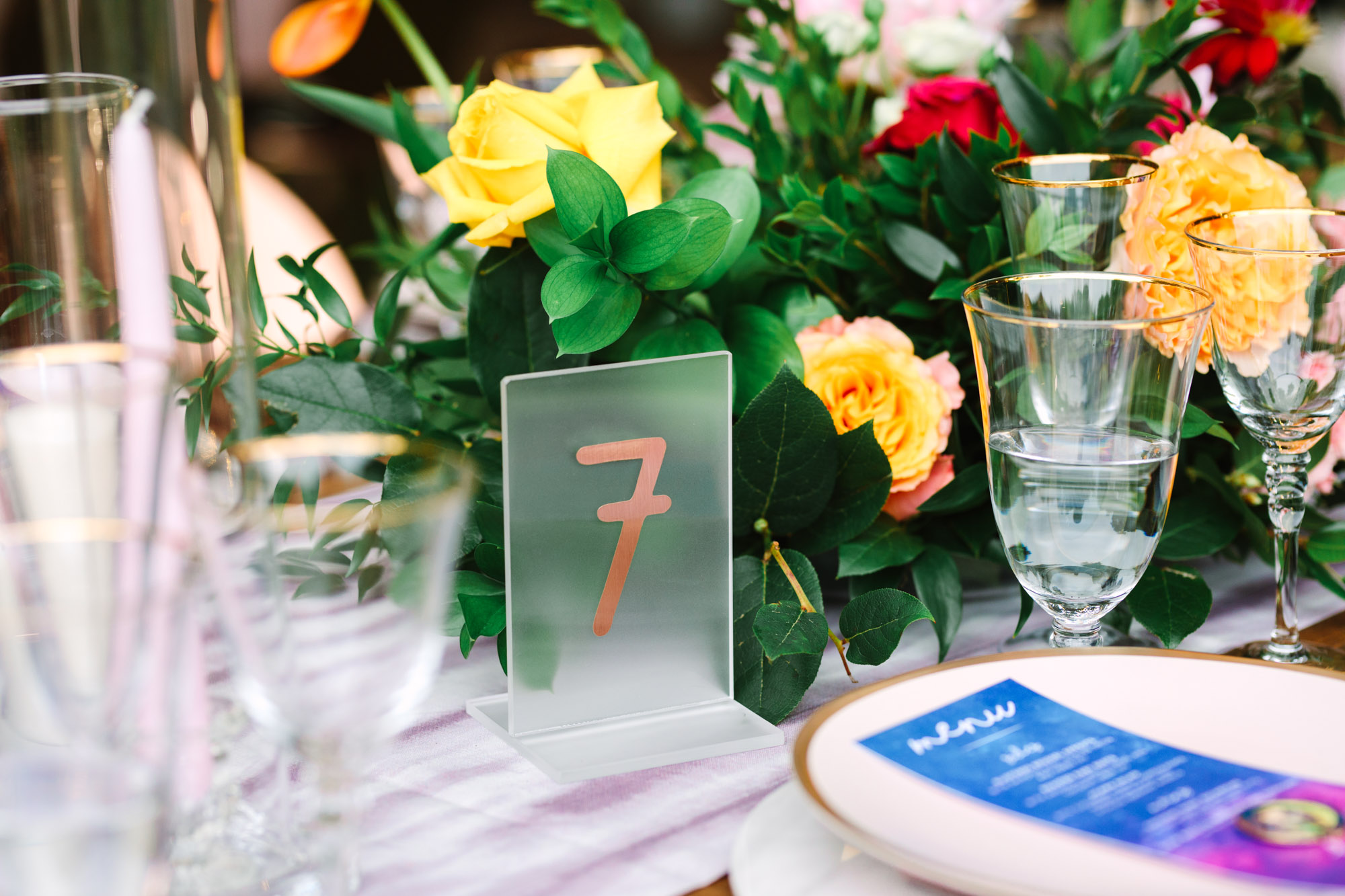 Table number at wedding reception by Mary Costa Photography