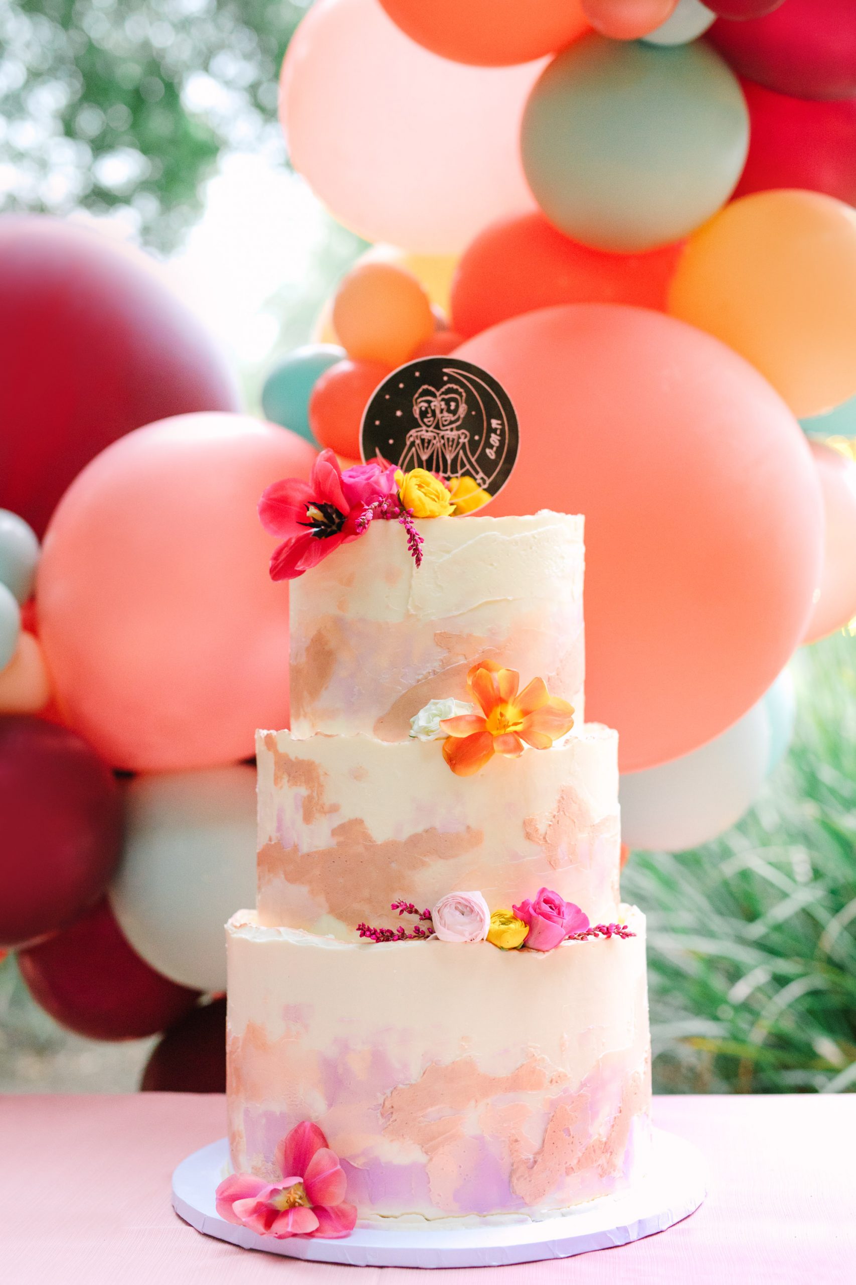 Custom watercolor cake by Mary Costa Photography