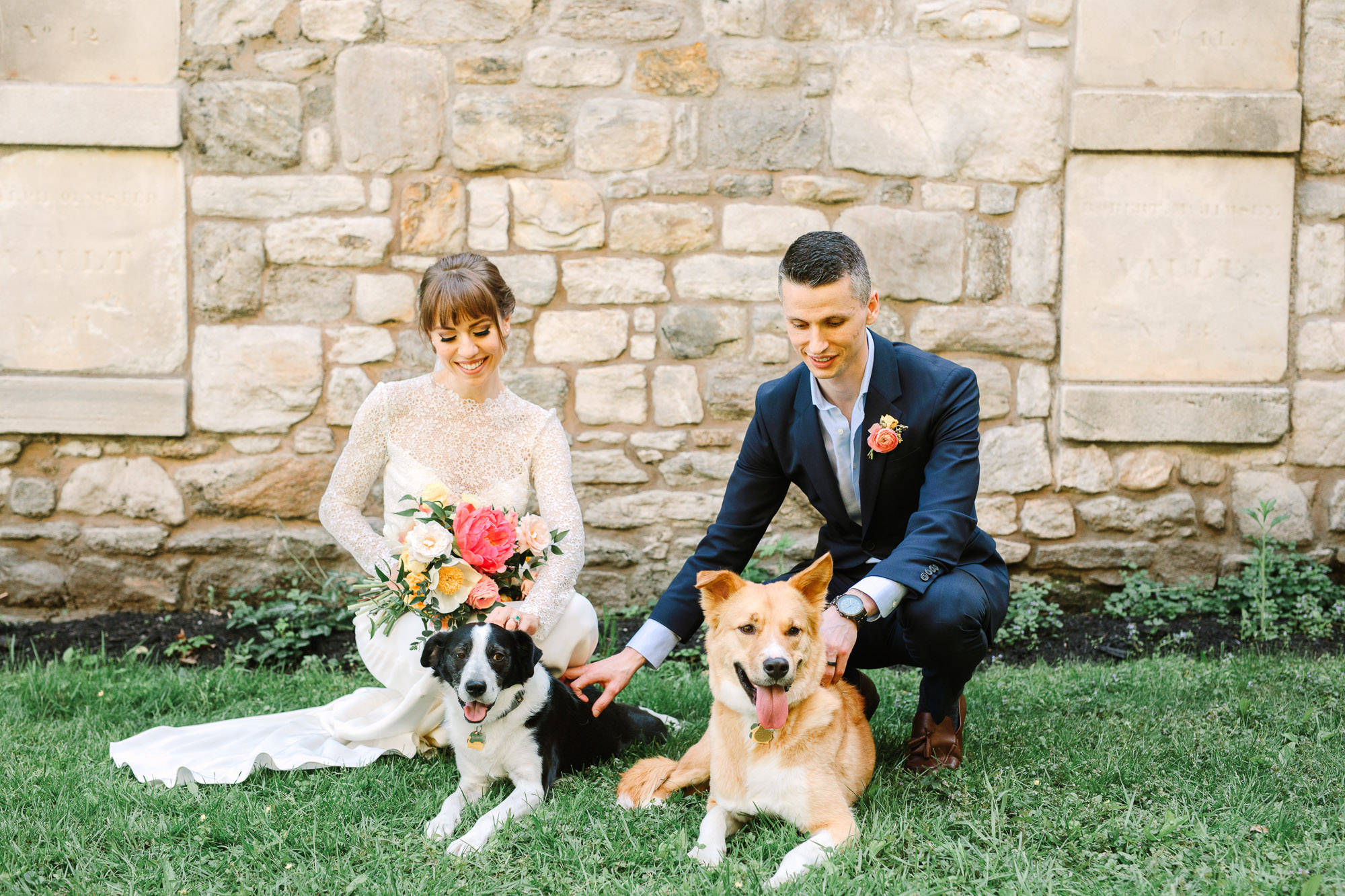 Emily and Luke with their rescue dogs - www.marycostaweddings.com