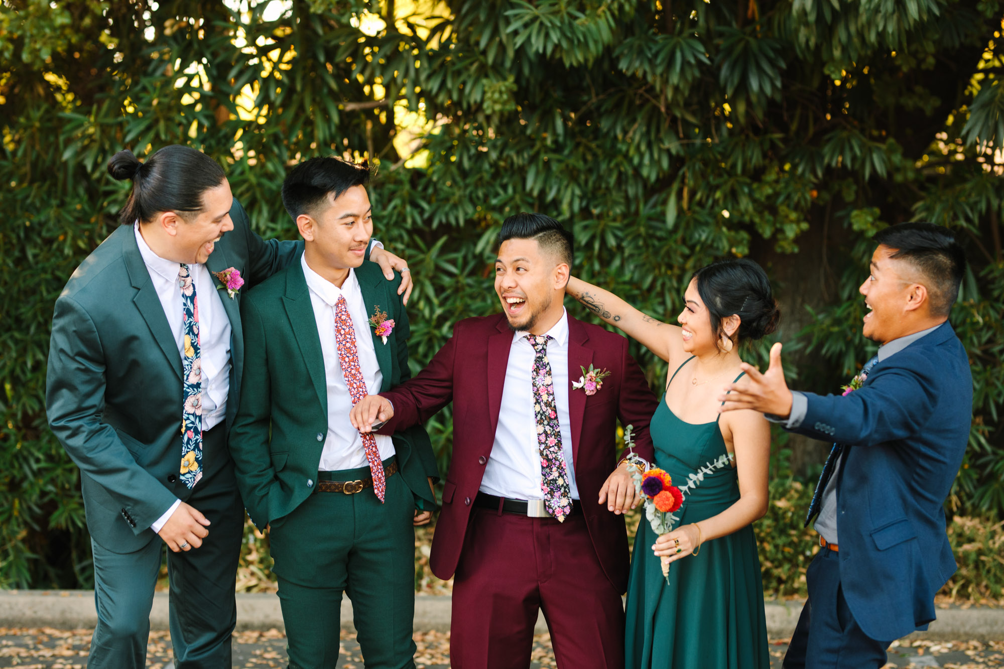Groom with friends laughing at BLOC Venue - www.marycostaweddings.com