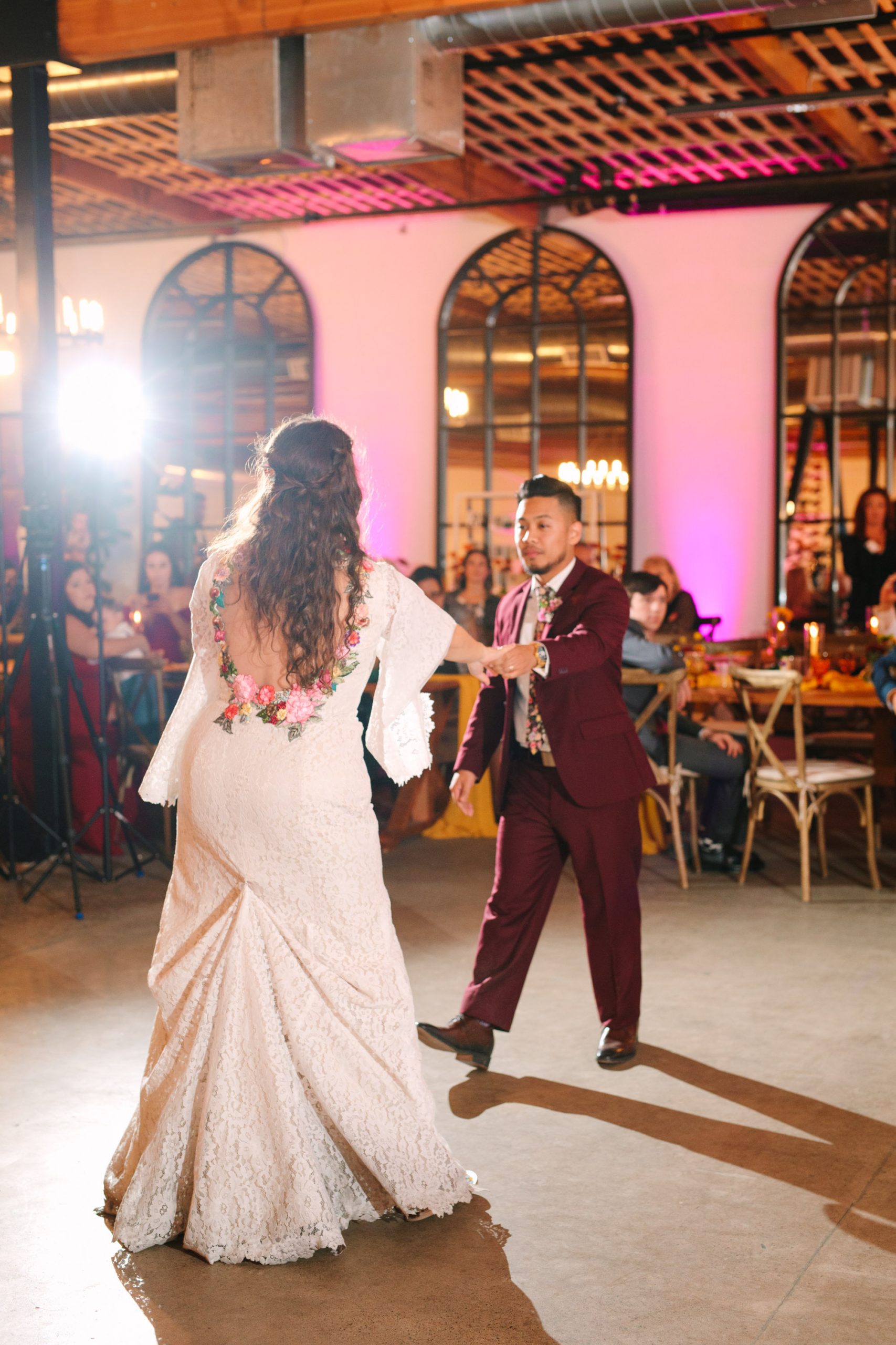 Bride and groom first dance at BLOC Venue Roseville - www.marycostaweddings.com