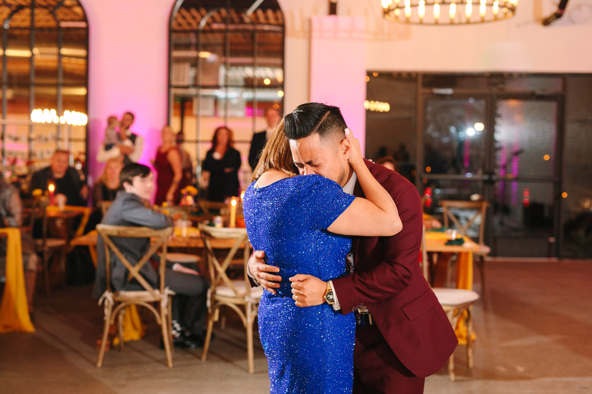 Groom and mom's first dance at BLOC Venue Roseville - www.marycostaweddings.com