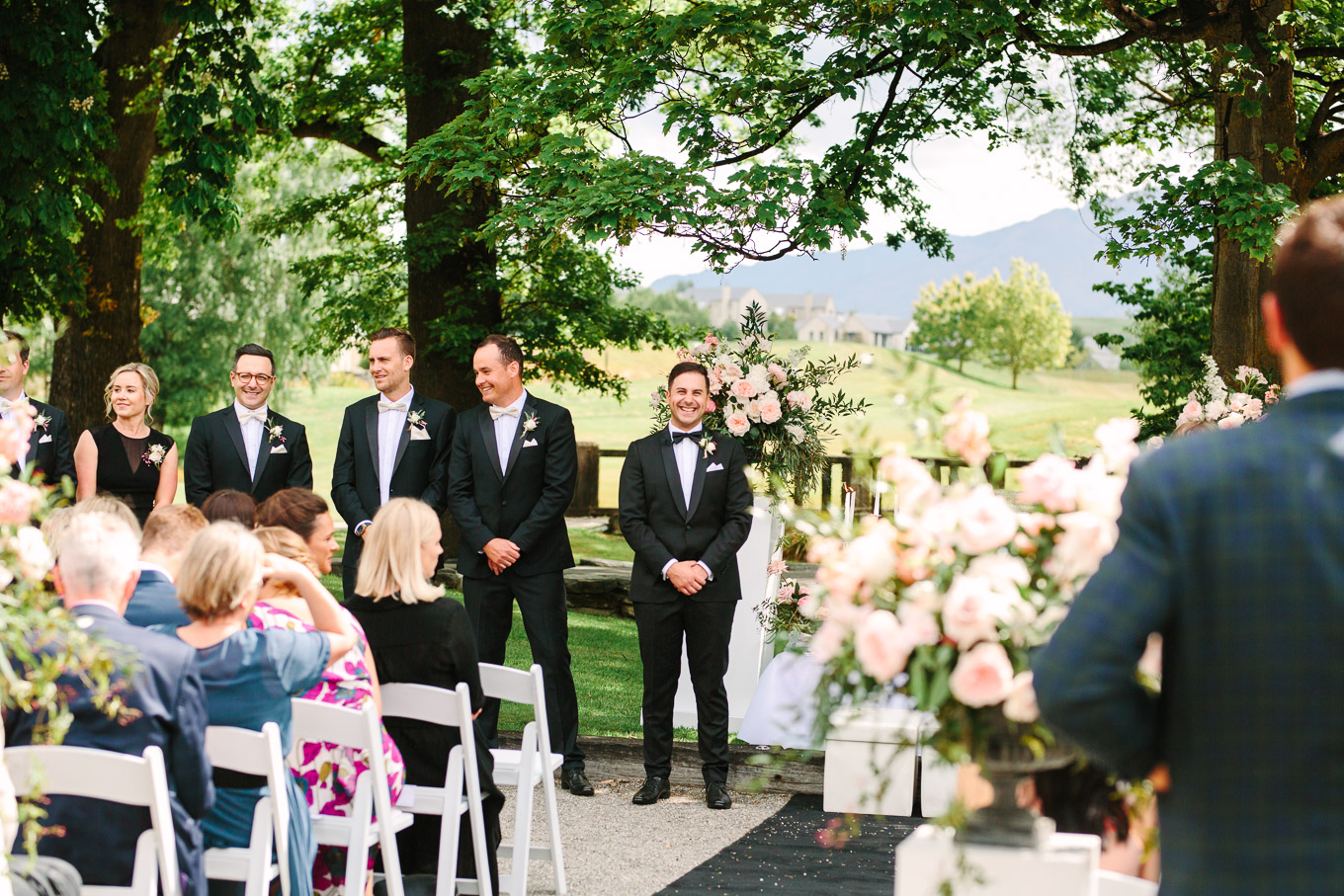 Groom lining up at wedding ceremony. Millbrook Resort Queenstown New Zealand wedding by Mary Costa Photography | www.marycostaweddings.com