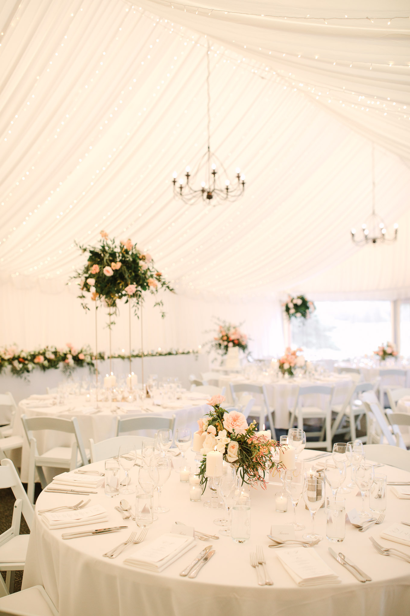 Tented wedding reception at Millbrook Resort Queenstown New Zealand wedding by Mary Costa Photography | www.marycostaweddings.com