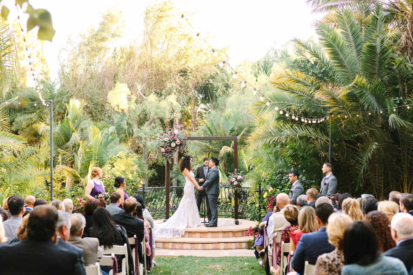 Eden Gardens wedding ceremony | Best Southern California Garden Wedding Venues | Colorful and elevated wedding photography for fun-loving couples | #gardenvenue #weddingvenue #socalweddingvenue #bouquetideas #uniquebouquet   Source: Mary Costa Photography | Los Angeles 