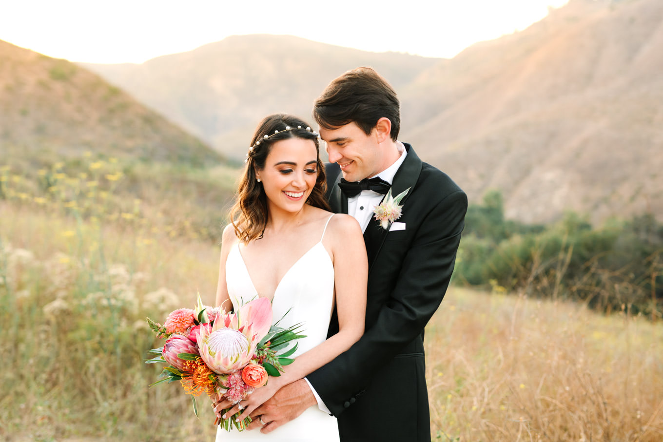 Wedding portrait in Malibu Canyon mountains | Engagement, elopement, and wedding photography roundup of Mary Costa’s favorite images from 2020 | Colorful and elevated photography for fun-loving couples in Southern California | #2020wedding #elopement #weddingphoto #weddingphotography   Source: Mary Costa Photography | Los Angeles