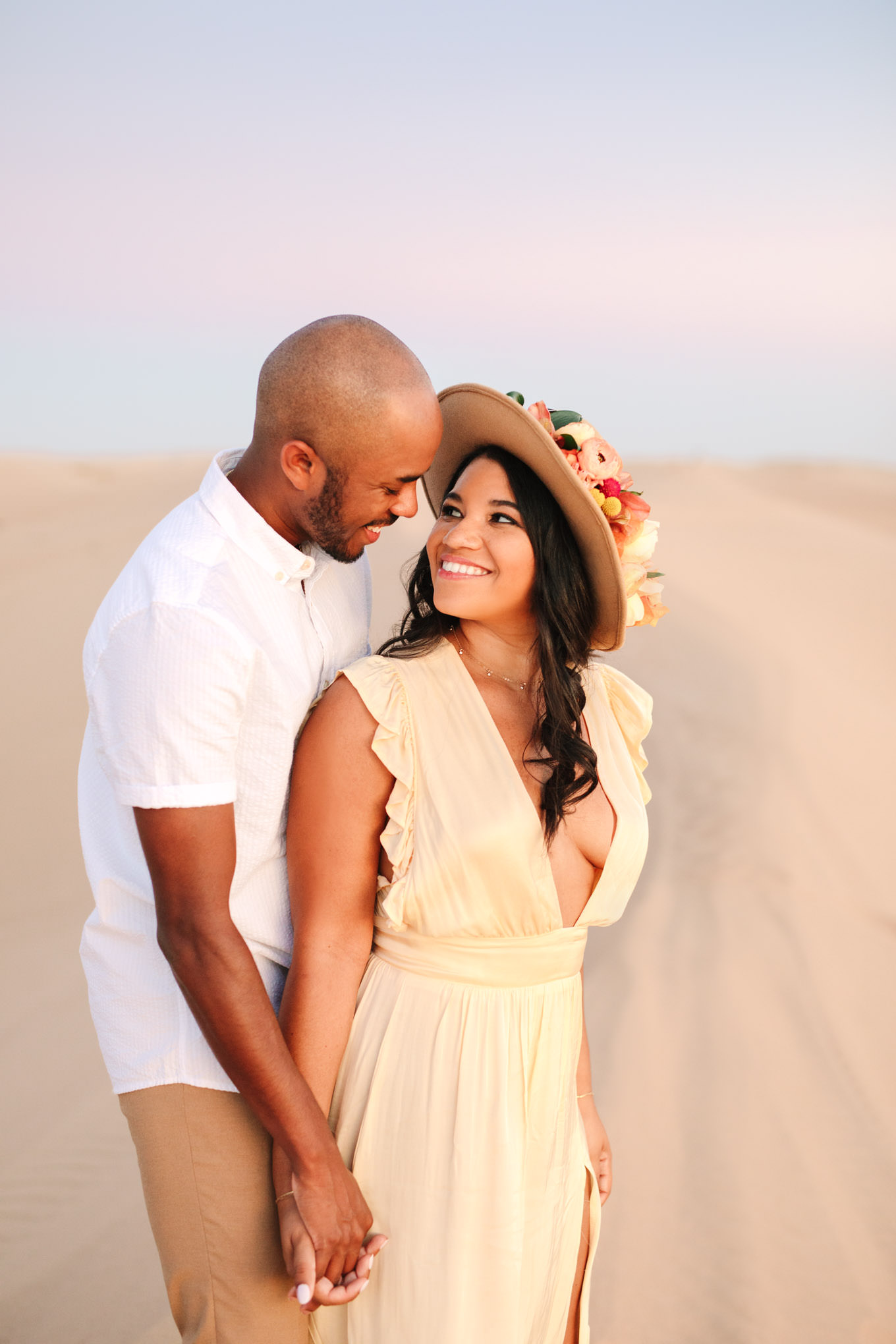 Engagement session at sand dunes | Engagement, elopement, and wedding photography roundup of Mary Costa’s favorite images from 2020 | Colorful and elevated photography for fun-loving couples in Southern California | #2020wedding #elopement #weddingphoto #weddingphotography #microwedding   Source: Mary Costa Photography | Los Angeles