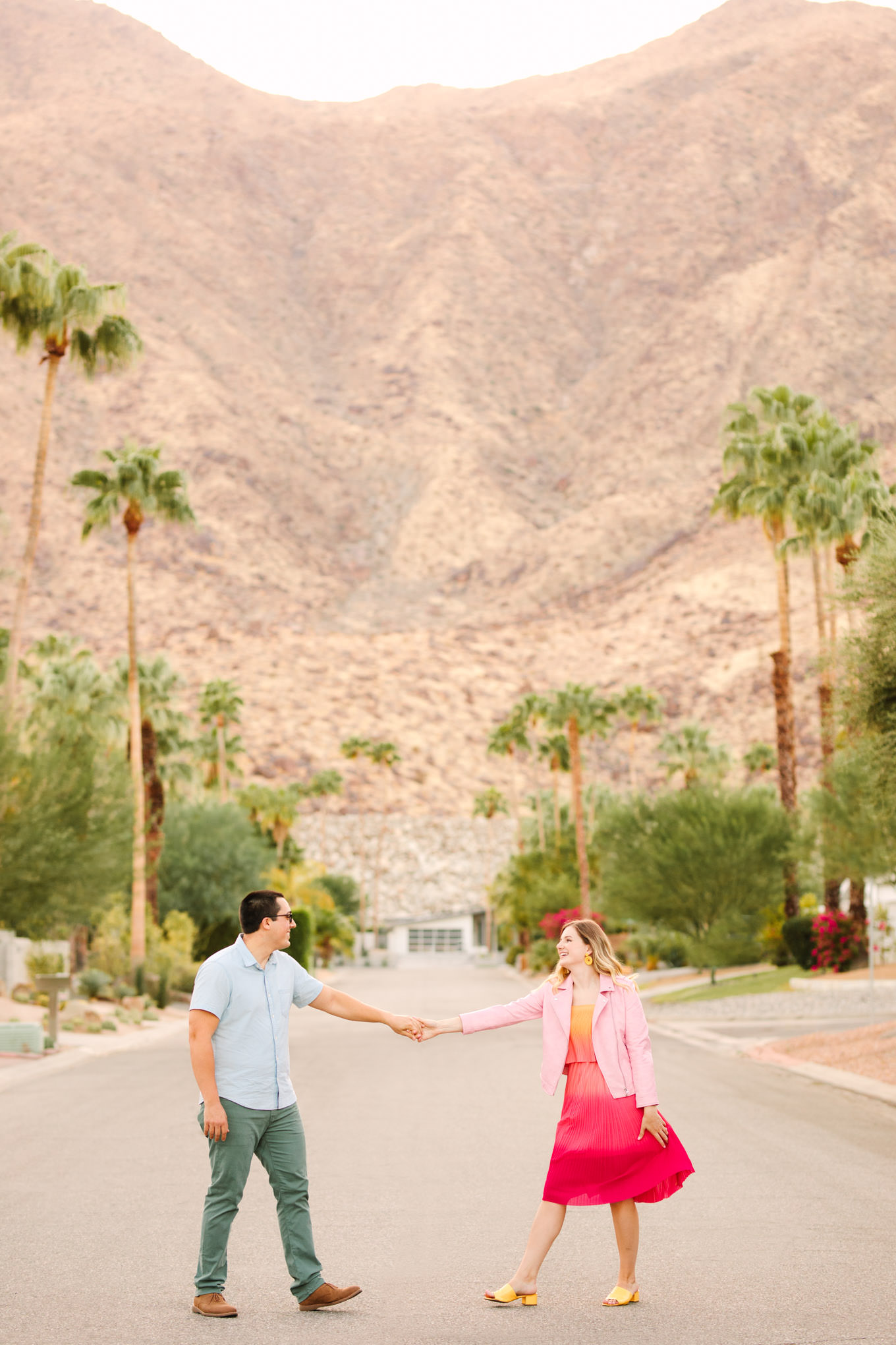 Palm Springs neighborhood engagement session | Engagement, elopement, and wedding photography roundup of Mary Costa’s favorite images from 2020 | Colorful and elevated photography for fun-loving couples in Southern California | #2020wedding #elopement #weddingphoto #weddingphotography #microwedding   Source: Mary Costa Photography | Los Angeles