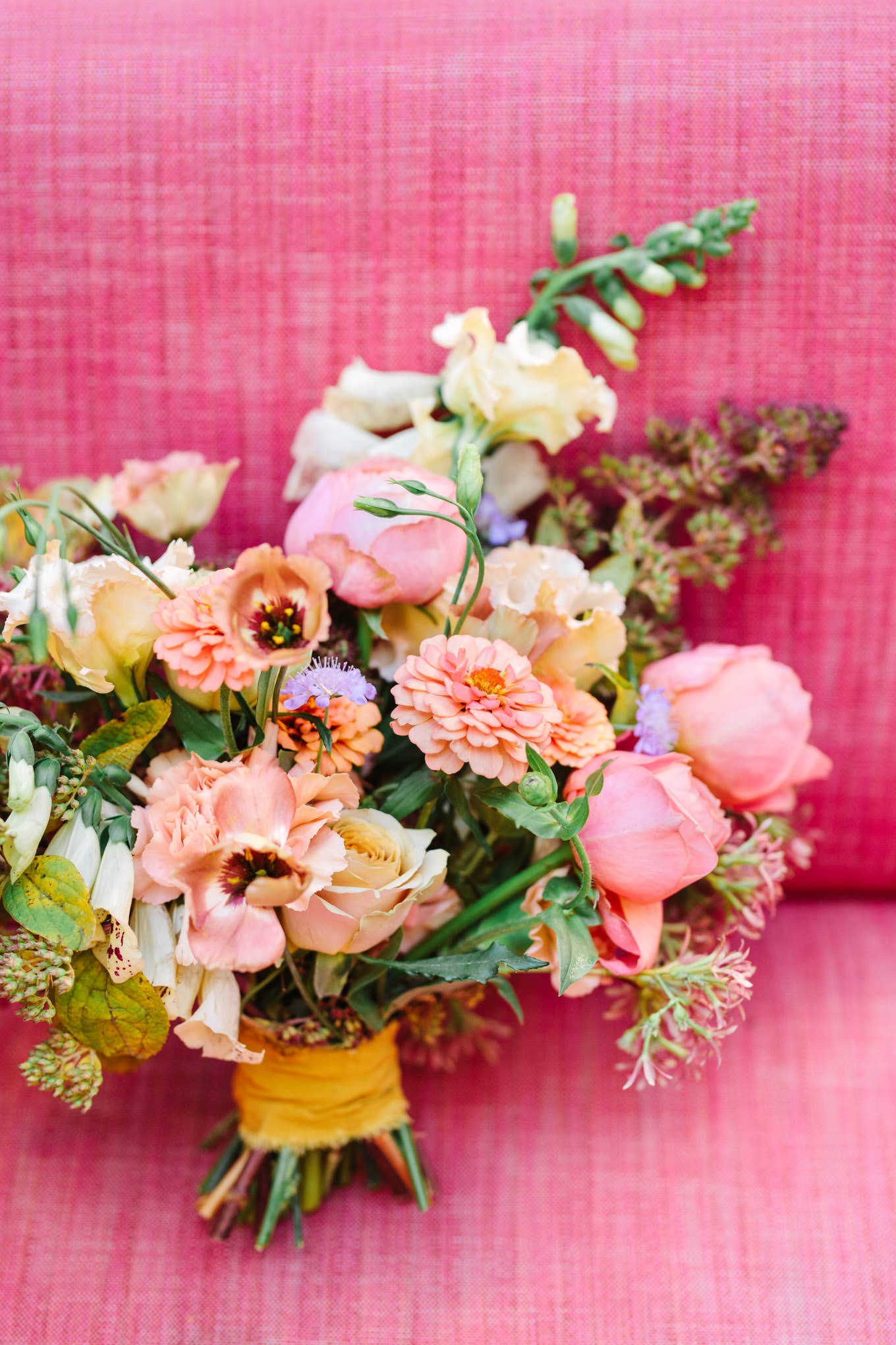 Colorful bouquet at Redbird restaurant | Engagement, elopement, and wedding photography roundup of Mary Costa’s favorite images from 2020 | Colorful and elevated photography for fun-loving couples in Southern California | #2020wedding #elopement #weddingphoto #weddingphotography #microwedding   Source: Mary Costa Photography | Los Angeles