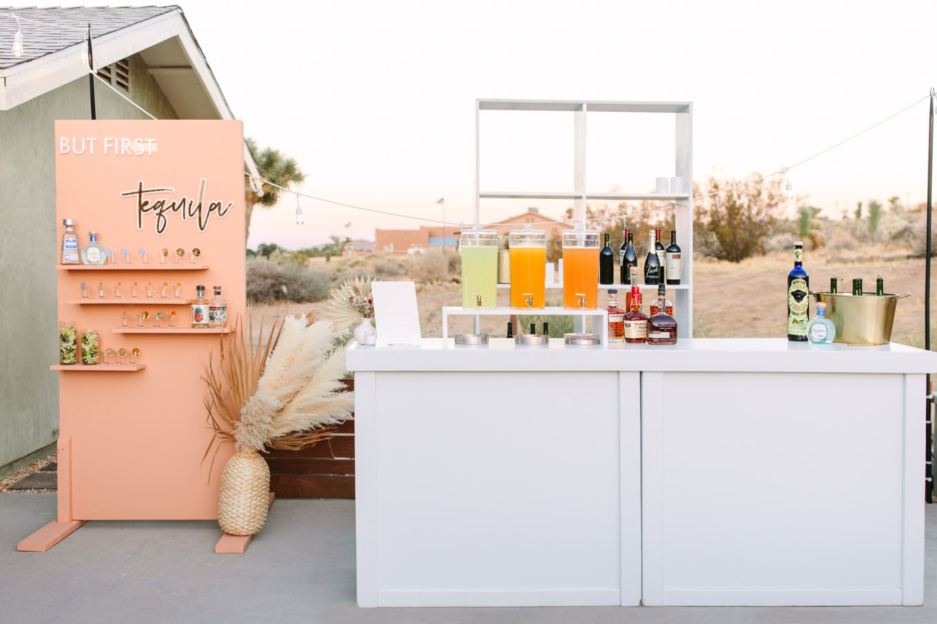 Micro wedding bar setup in Joshua Tree | Engagement, elopement, and wedding photography roundup of Mary Costa’s favorite images from 2020 | Colorful and elevated photography for fun-loving couples in Southern California | #2020wedding #elopement #weddingphoto #weddingphotography #microwedding   Source: Mary Costa Photography | Los Angeles