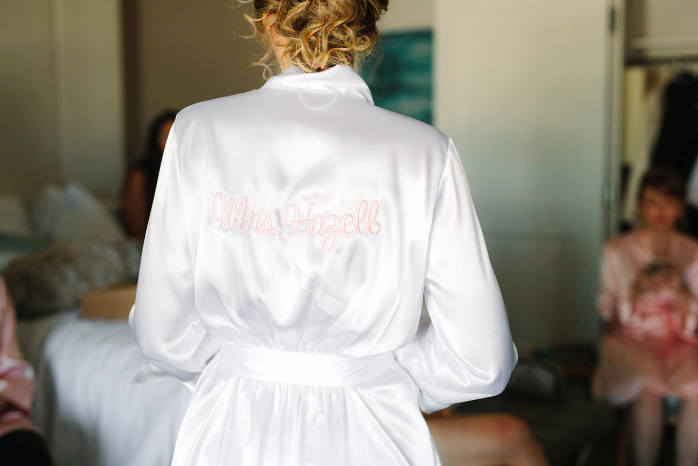 Bridal robe detail | Living Desert Zoo & Gardens wedding with unique details | Elevated and colorful wedding photography for fun-loving couples in Southern California |  #PalmSprings #palmspringsphotographer #gardenwedding #palmspringswedding  Source: Mary Costa Photography | Los Angeles wedding photographer 