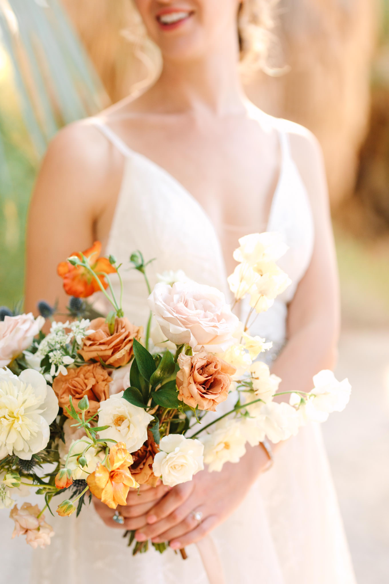 Colorful wedding bouquet | Living Desert Zoo & Gardens wedding with unique details | Elevated and colorful wedding photography for fun-loving couples in Southern California |  #PalmSprings #palmspringsphotographer #gardenwedding #palmspringswedding  Source: Mary Costa Photography | Los Angeles wedding photographer 