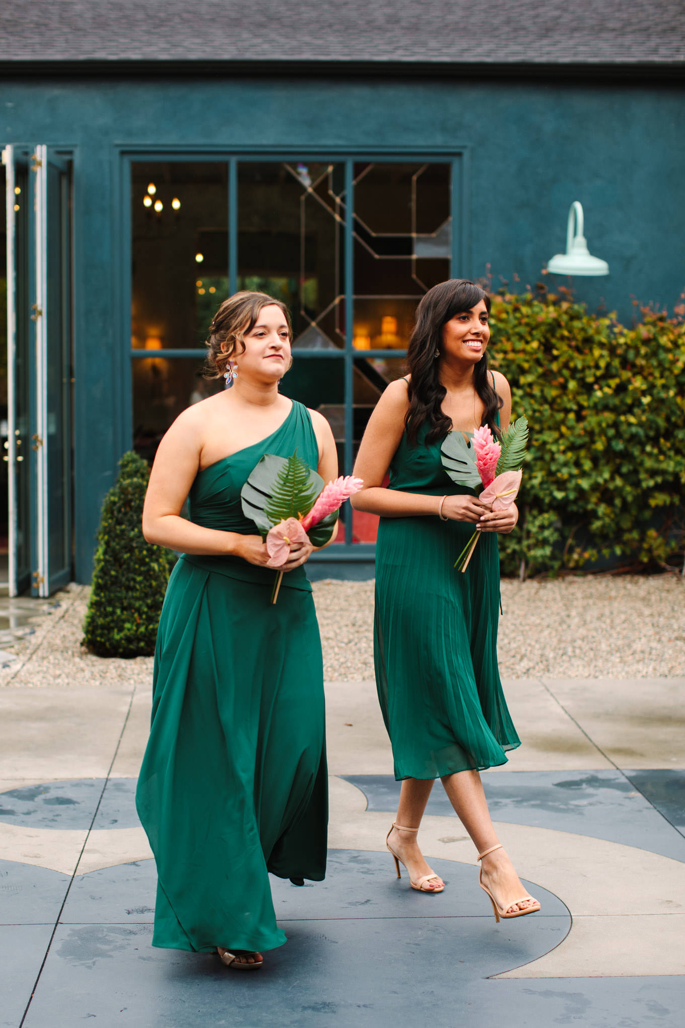 Bridesmaids in green | TV inspired wedding at The Fig House Los Angeles | Published on The Knot | Fresh and colorful photography for fun-loving couples in Southern California | #losangeleswedding #TVwedding #colorfulwedding #theknot   Source: Mary Costa Photography | Los Angeles wedding photographer