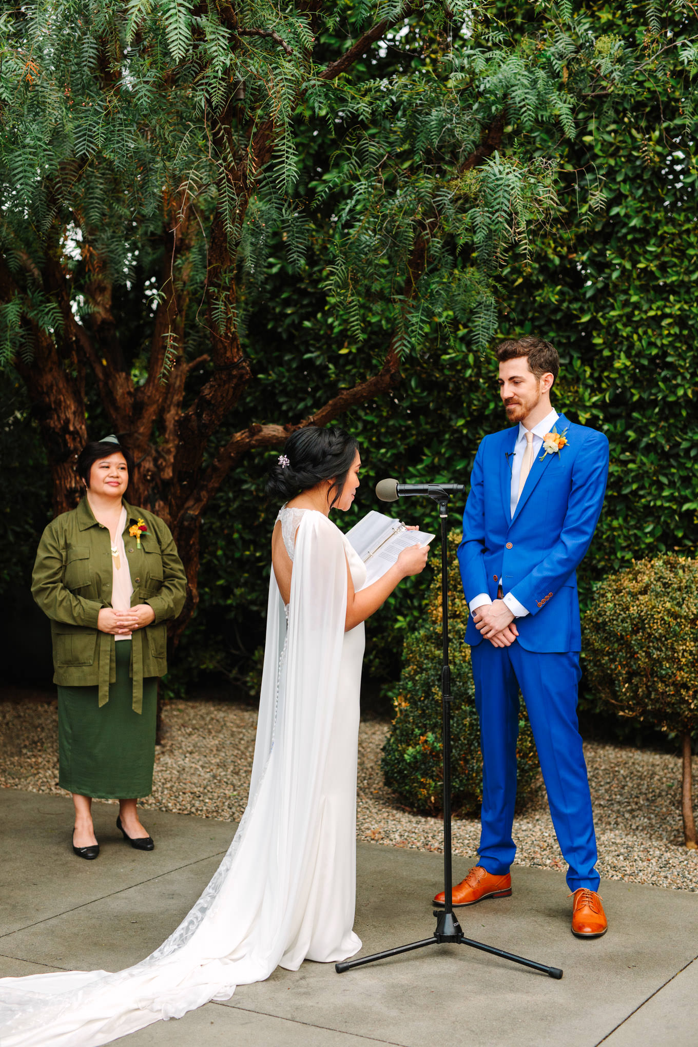 Vow exchange | TV inspired wedding at The Fig House Los Angeles | Published on The Knot | Fresh and colorful photography for fun-loving couples in Southern California | #losangeleswedding #TVwedding #colorfulwedding #theknot   Source: Mary Costa Photography | Los Angeles wedding photographer