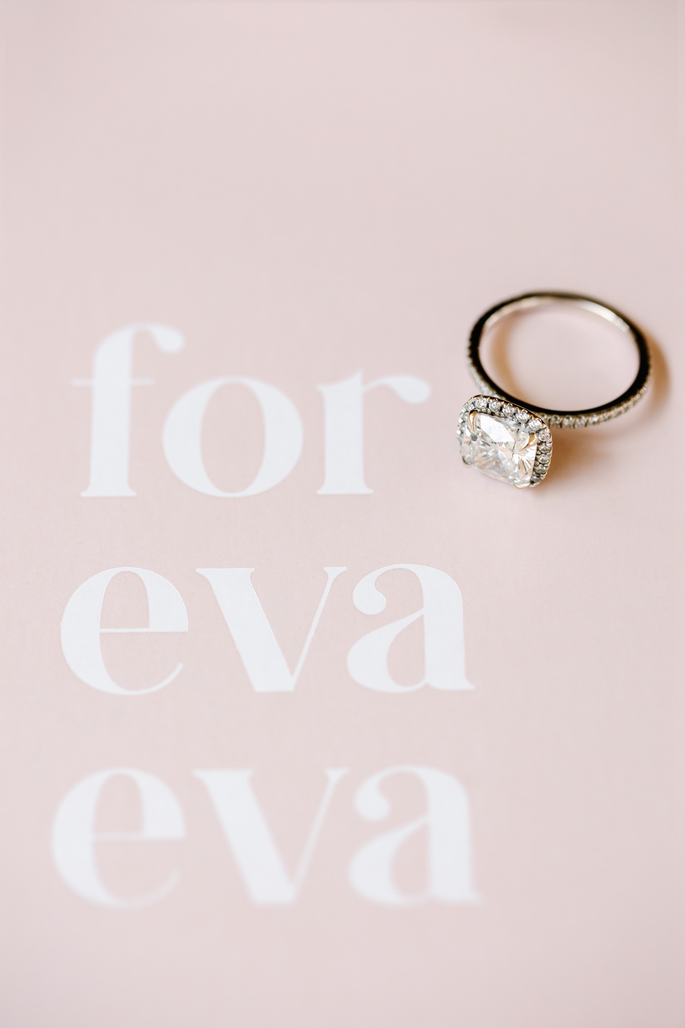 For eva eva wedding invitation with engagement ring | Pink and orange Lautner Compound wedding | Colorful Palm Springs wedding photography | #palmspringsphotographer #palmspringswedding #lautnercompound #southerncaliforniawedding  Source: Mary Costa Photography | Los Angeles