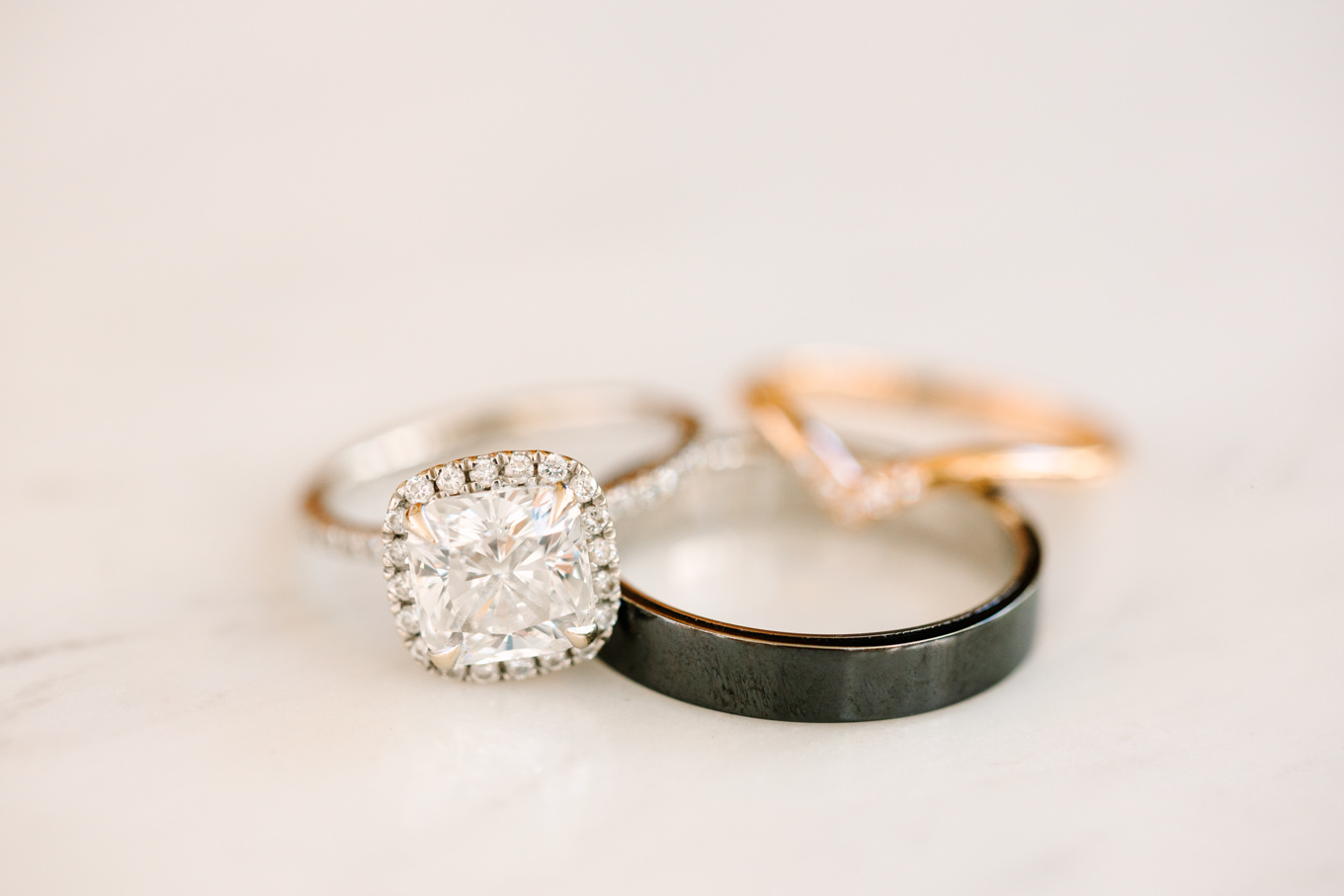 Wedding ring close ups | Pink and orange Lautner Compound wedding | Colorful Palm Springs wedding photography | #palmspringsphotographer #palmspringswedding #lautnercompound #southerncaliforniawedding  Source: Mary Costa Photography | Los Angeles