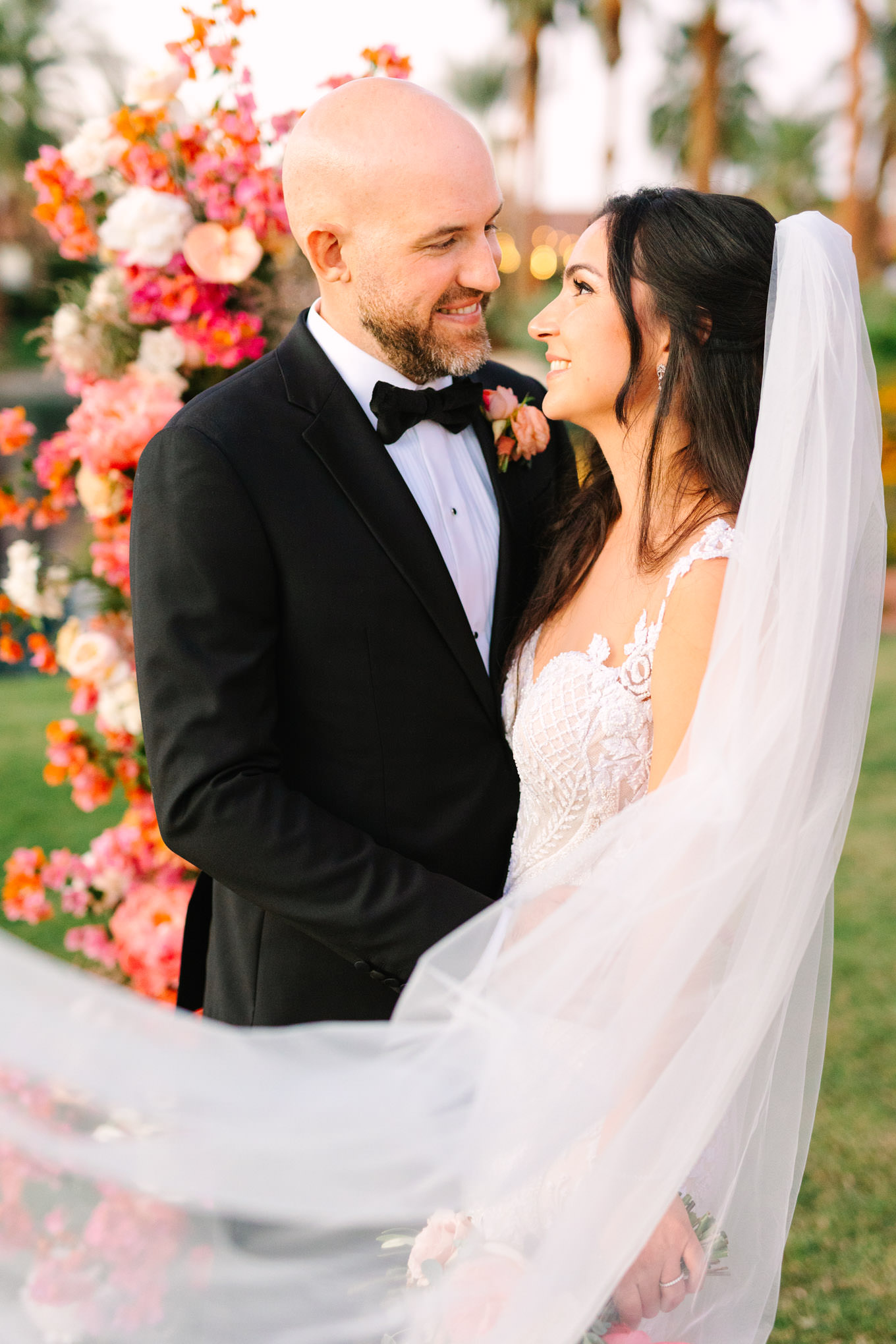 Bridal portraits | Pink Bougainvillea Estate wedding | Colorful LA wedding photography | #bougainvilleaestate #palmspringswedding #palmspringsweddingvenue #palmspringsphotographer Source: Mary Costa Photography | Los Angeles