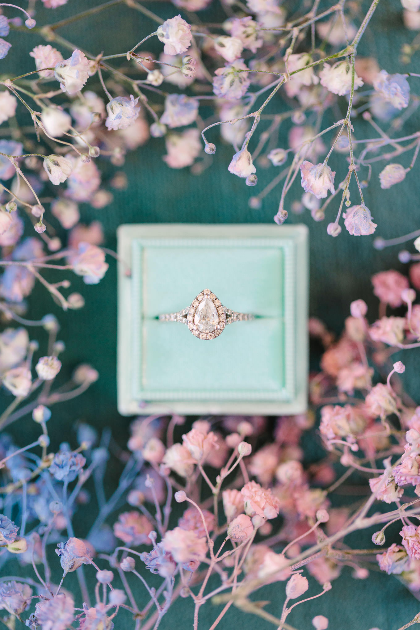 Engagement ring surrounded by baby's breath | Colorful and quirky wedding at Higuera Ranch in San Luis Obispo | #sanluisobispowedding #californiawedding #higueraranch #madonnainn   
Source: Mary Costa Photography | Los Angeles