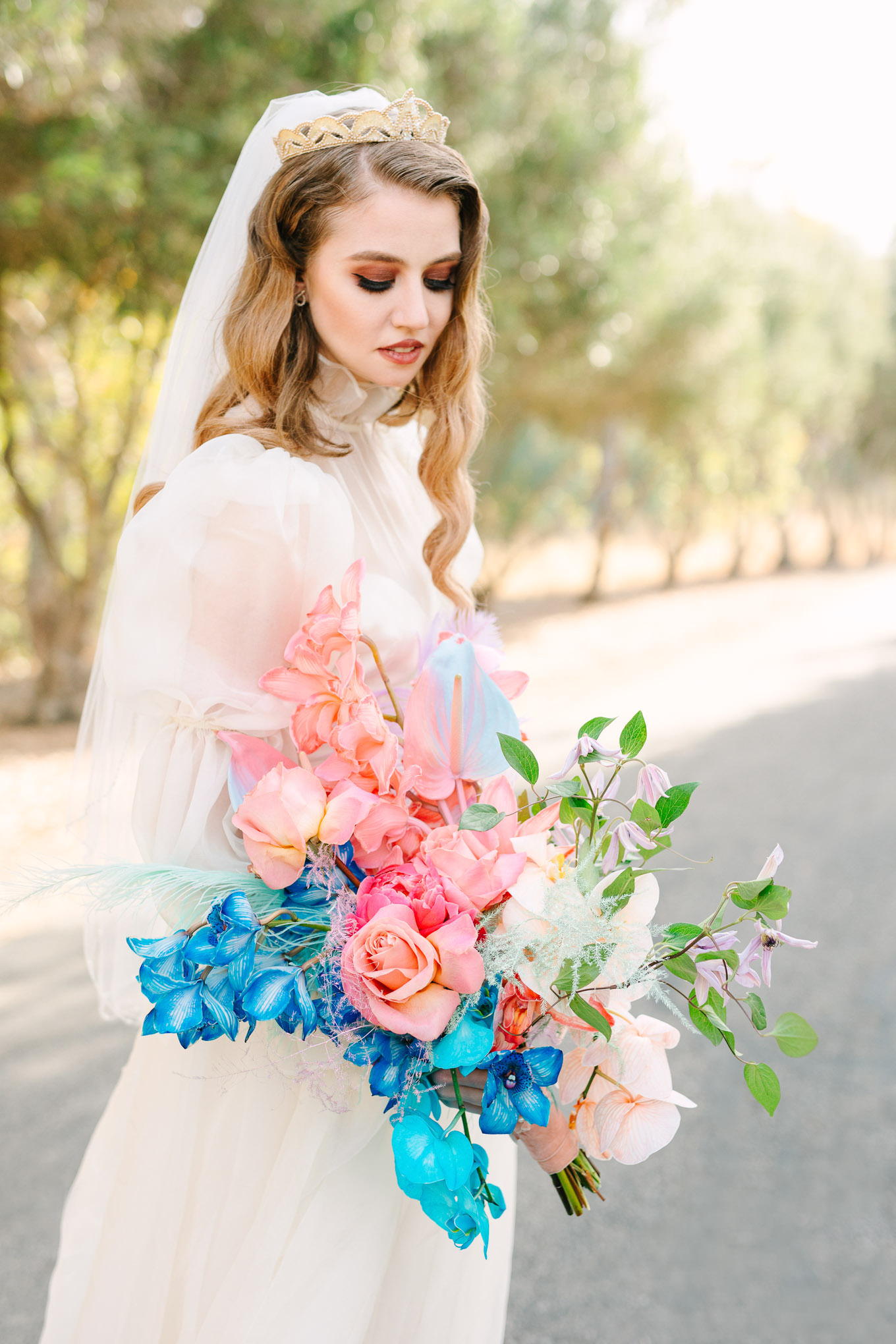 Vibrant bridal bouquet | Colorful and quirky wedding at Higuera Ranch in San Luis Obispo | #sanluisobispowedding #californiawedding #higueraranch #madonnainn   Source: Mary Costa Photography | Los Angeles