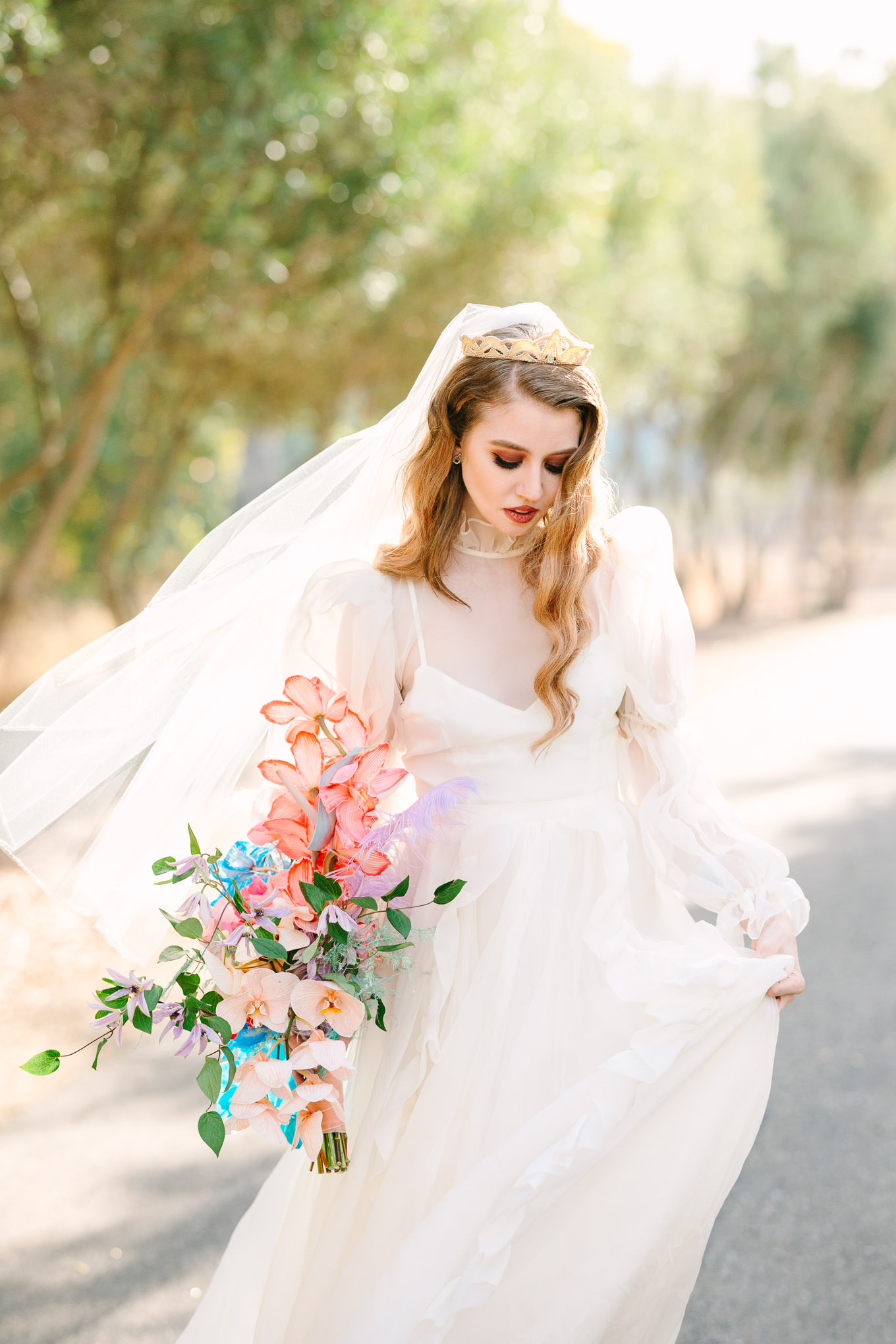 Bride Allison Harvard wearing Odylyne The Ceremony Caspian gown | Colorful and quirky wedding at Higuera Ranch in San Luis Obispo | #sanluisobispowedding #californiawedding #higueraranch #madonnainn   Source: Mary Costa Photography | Los Angeles