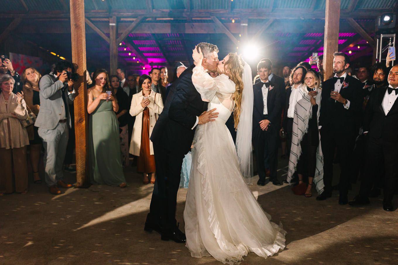 Bride and groom first dance at wedding | Colorful and quirky wedding at Higuera Ranch in San Luis Obispo | #sanluisobispowedding #californiawedding #higueraranch #madonnainn   Source: Mary Costa Photography | Los Angeles