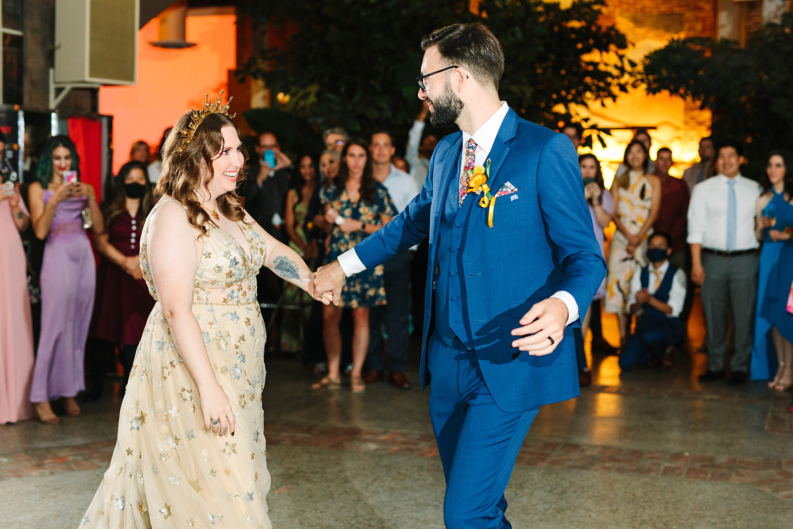Bride and groom first dance | Colorful Downtown Los Angeles Valentine Wedding | Los Angeles wedding photographer | #losangeleswedding #colorfulwedding #DTLA #valentinedtla   Source: Mary Costa Photography | Los Angeles