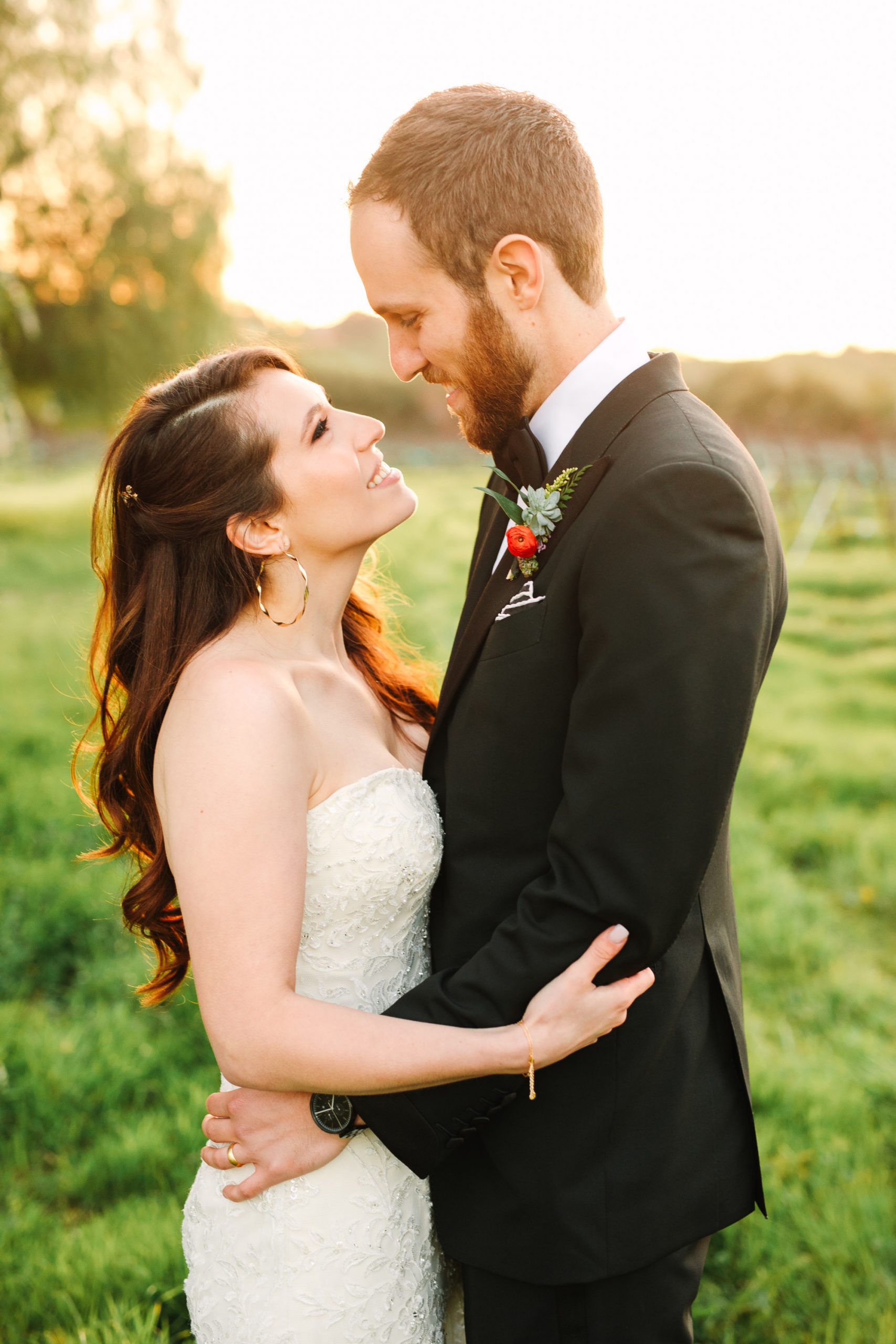 Golden hour wedding portrait by Mary Costa Photography