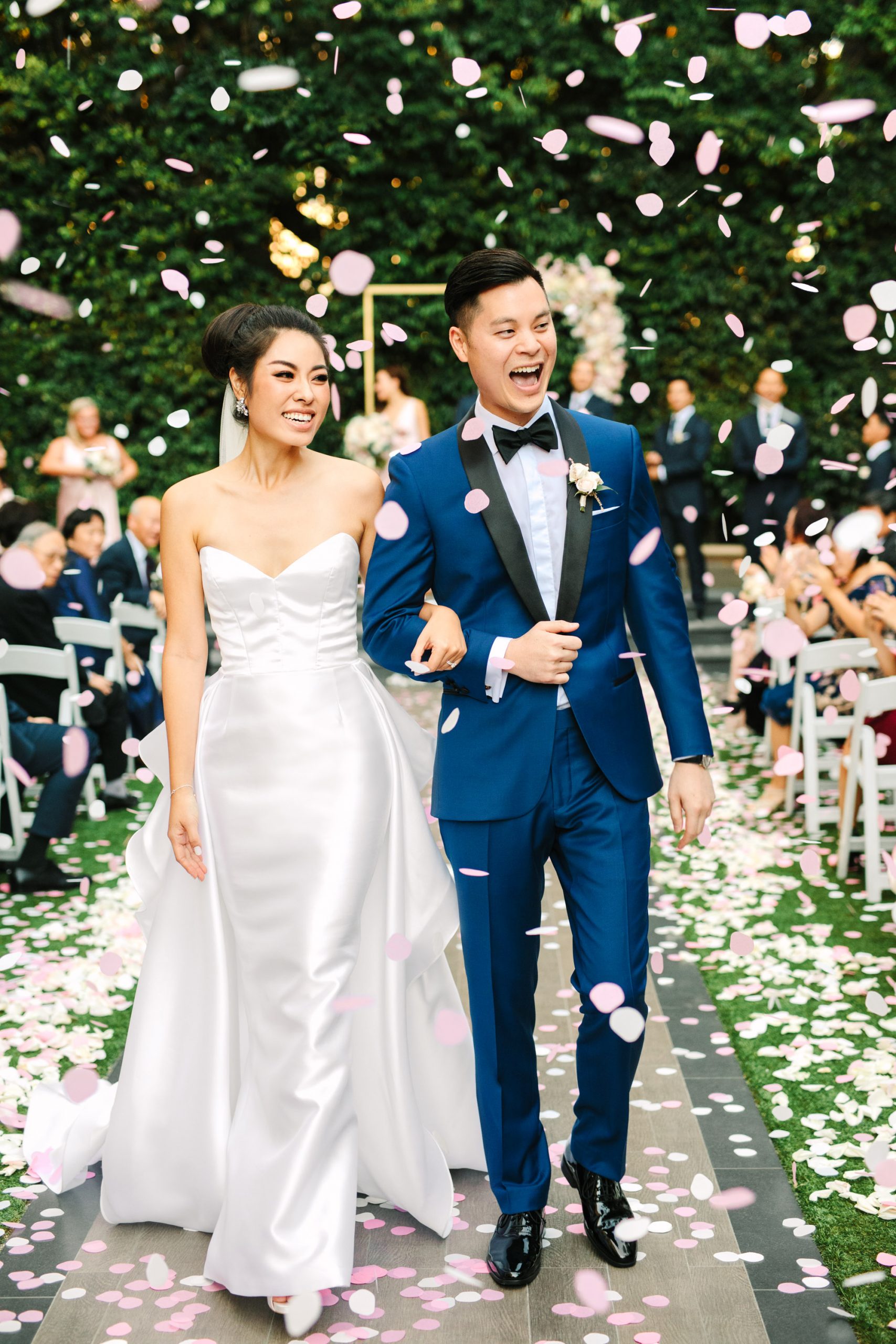 Confetti bride and groom at Beverly Hills Four Seasons by Mary Costa Photography