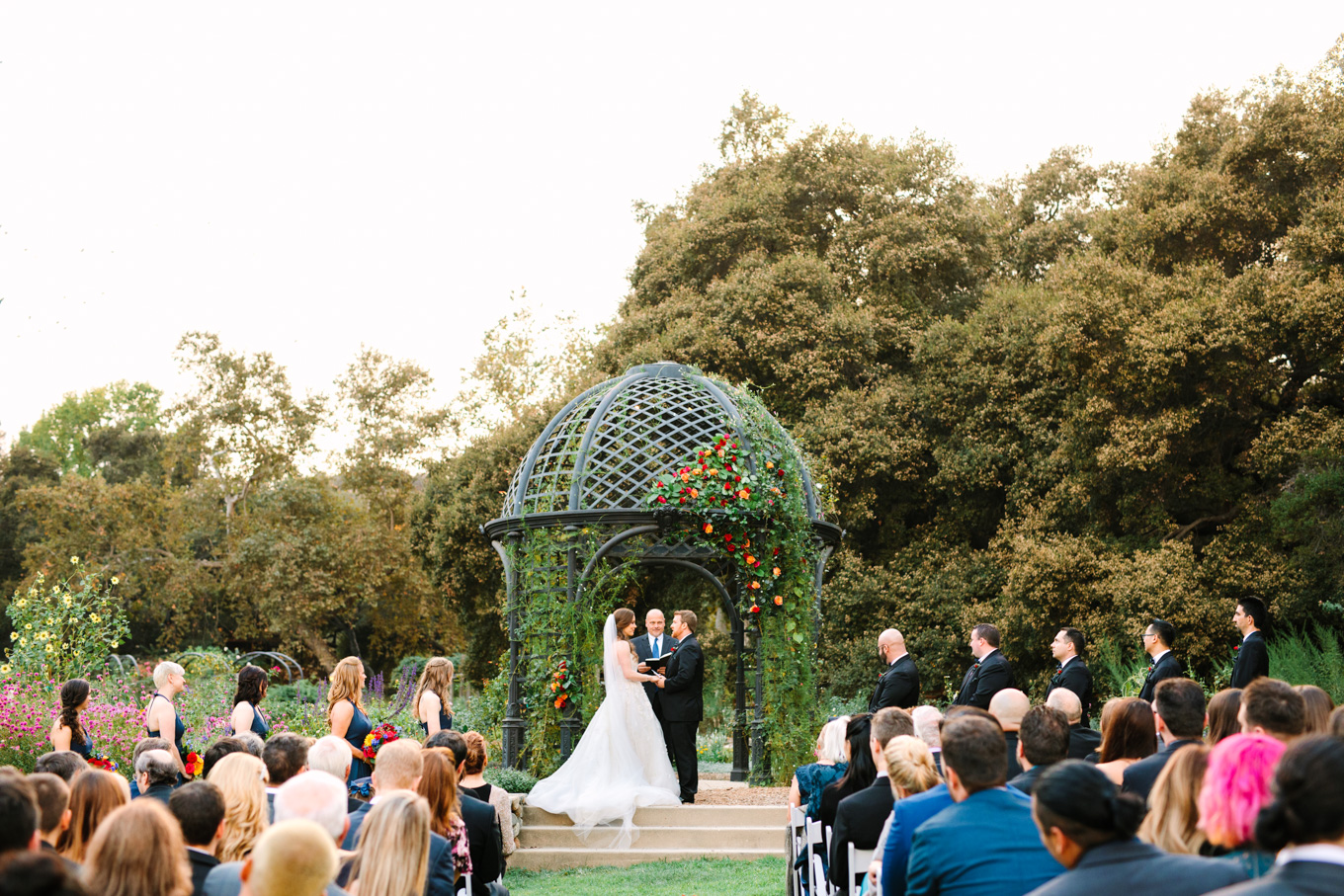 Wedding ceremony at Descanso Gardens | Best Southern California Garden Wedding Venues | Colorful and elevated wedding photography for fun-loving couples | #gardenvenue #weddingvenue #socalweddingvenue #bouquetideas #uniquebouquet   Source: Mary Costa Photography | Los Angeles 