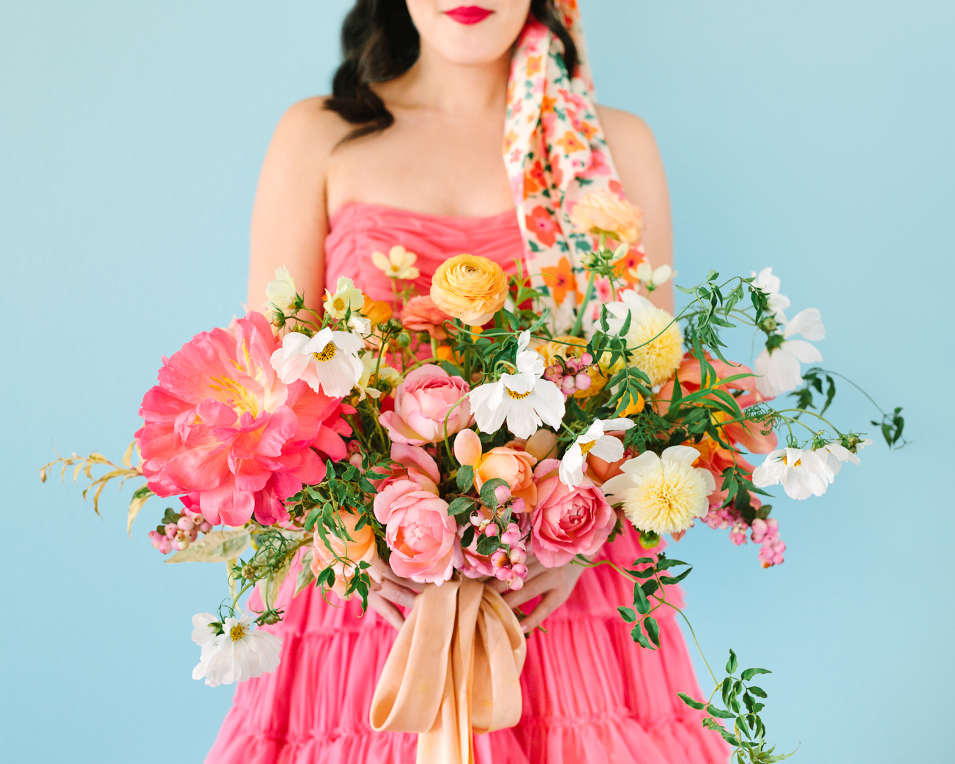 Aww Sam's pink peony bouquet | Beautiful bridal bouquet inspiration and advice | Colorful and elevated wedding photography for fun-loving couples in Southern California | #weddingflowers #weddingbouquet #bridebouquet #bouquetideas #uniquebouquet   Source: Mary Costa Photography | Los Angeles