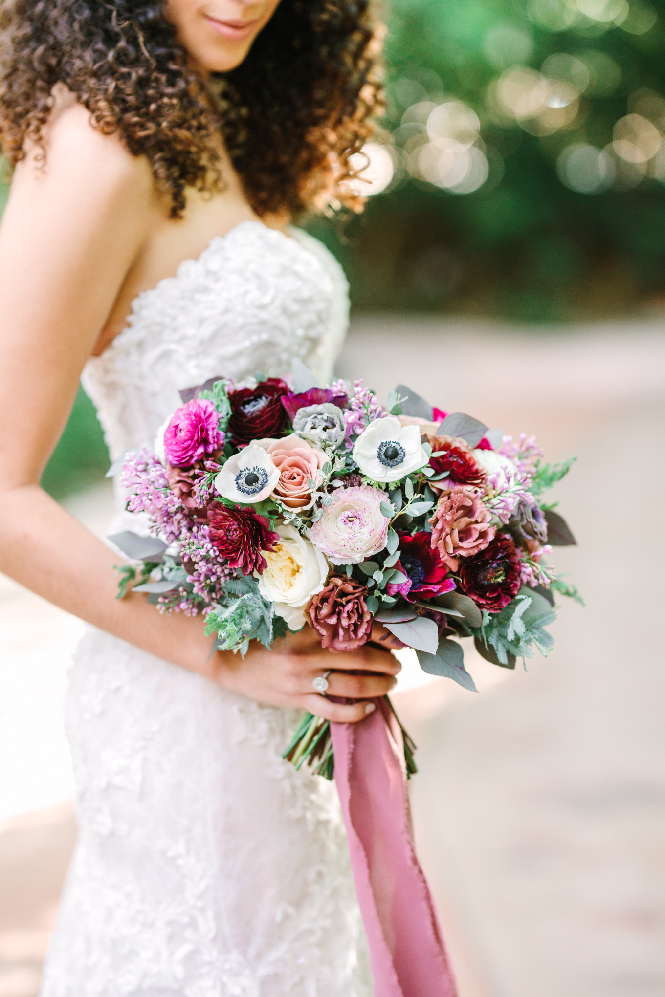 Purple and anemone wedding flowers | Beautiful bridal bouquet inspiration and advice | Colorful and elevated wedding photography for fun-loving couples in Southern California | #weddingflowers #weddingbouquet #bridebouquet #bouquetideas #uniquebouquet   Source: Mary Costa Photography | Los Angeles