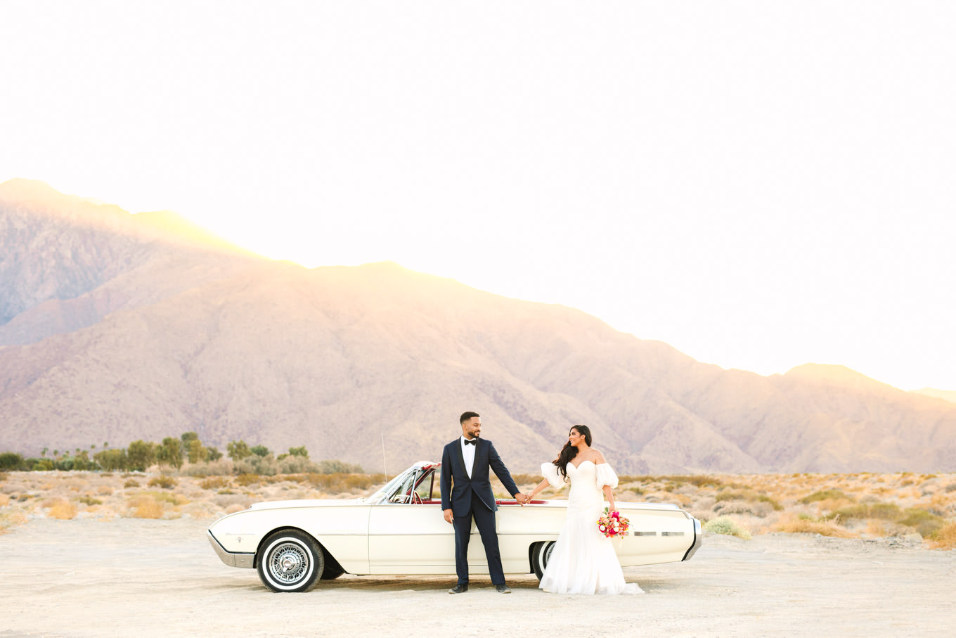 Palm Springs mountain elopement with classic car | Engagement, elopement, and wedding photography roundup of Mary Costa’s favorite images from 2020 | Colorful and elevated photography for fun-loving couples in Southern California | #2020wedding #elopement #weddingphoto #weddingphotography #microwedding   Source: Mary Costa Photography | Los Angeles