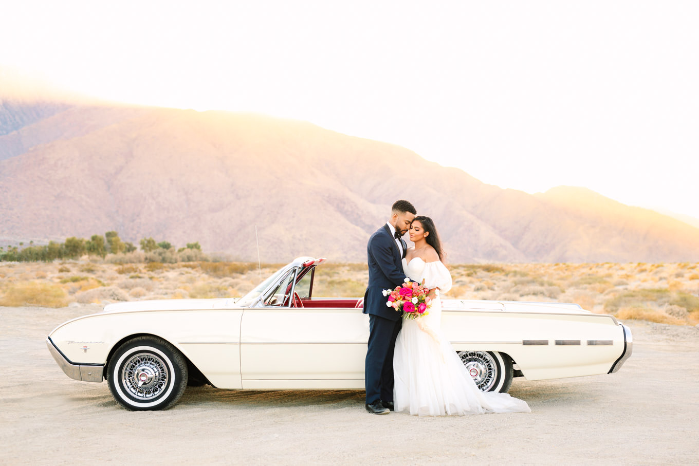 Palm Springs elopement with classic car | Engagement, elopement, and wedding photography roundup of Mary Costa’s favorite images from 2020 | Colorful and elevated photography for fun-loving couples in Southern California | #2020wedding #elopement #weddingphoto #weddingphotography #microwedding   Source: Mary Costa Photography | Los Angeles