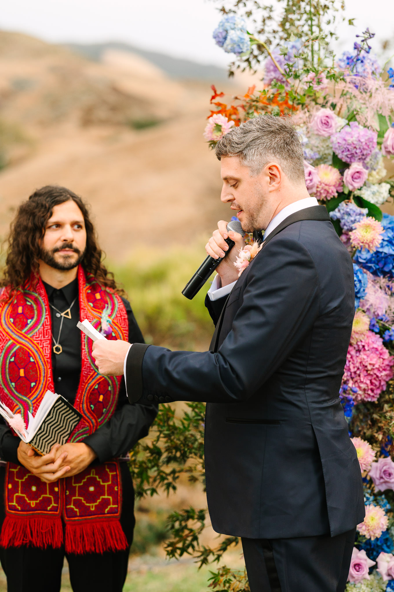 Groom reading wedding vows | Colorful and quirky wedding at Higuera Ranch in San Luis Obispo | #sanluisobispowedding #californiawedding #higueraranch #madonnainn   
Source: Mary Costa Photography | Los Angeles