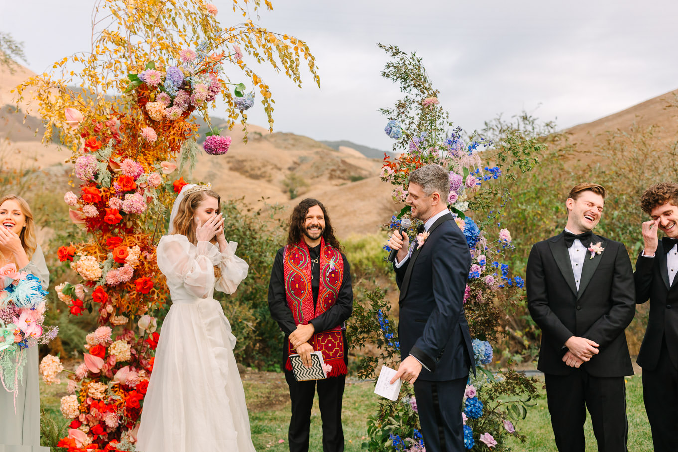 Wedding vow exchange | Colorful and quirky wedding at Higuera Ranch in San Luis Obispo | #sanluisobispowedding #californiawedding #higueraranch #madonnainn   Source: Mary Costa Photography | Los Angeles